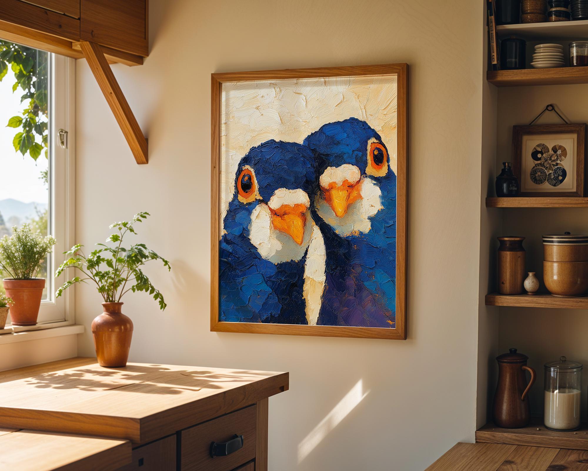 Funny Pigeon Colourful Quirky Animal Portrait Wall Art