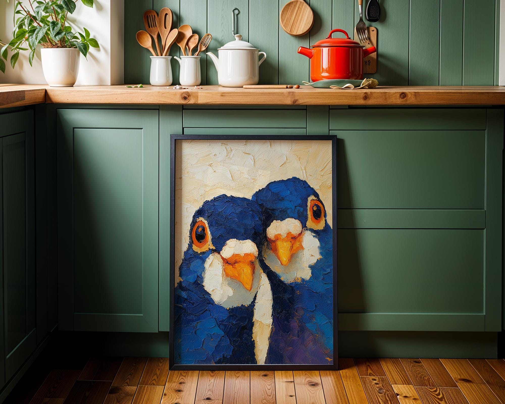 Funny Pigeon Colourful Quirky Animal Portrait Wall Art