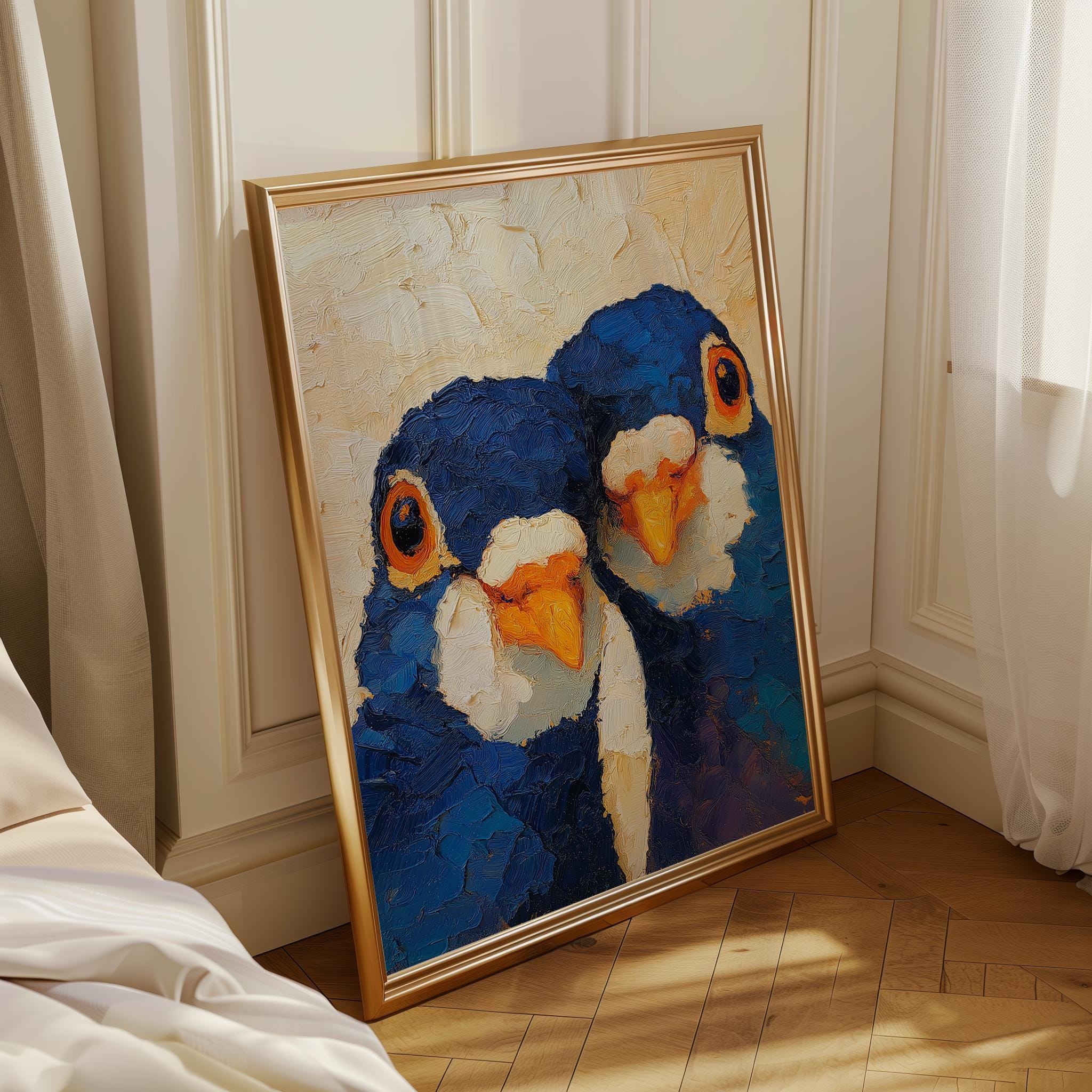 Funny Pigeon Colourful Quirky Animal Portrait Wall Art