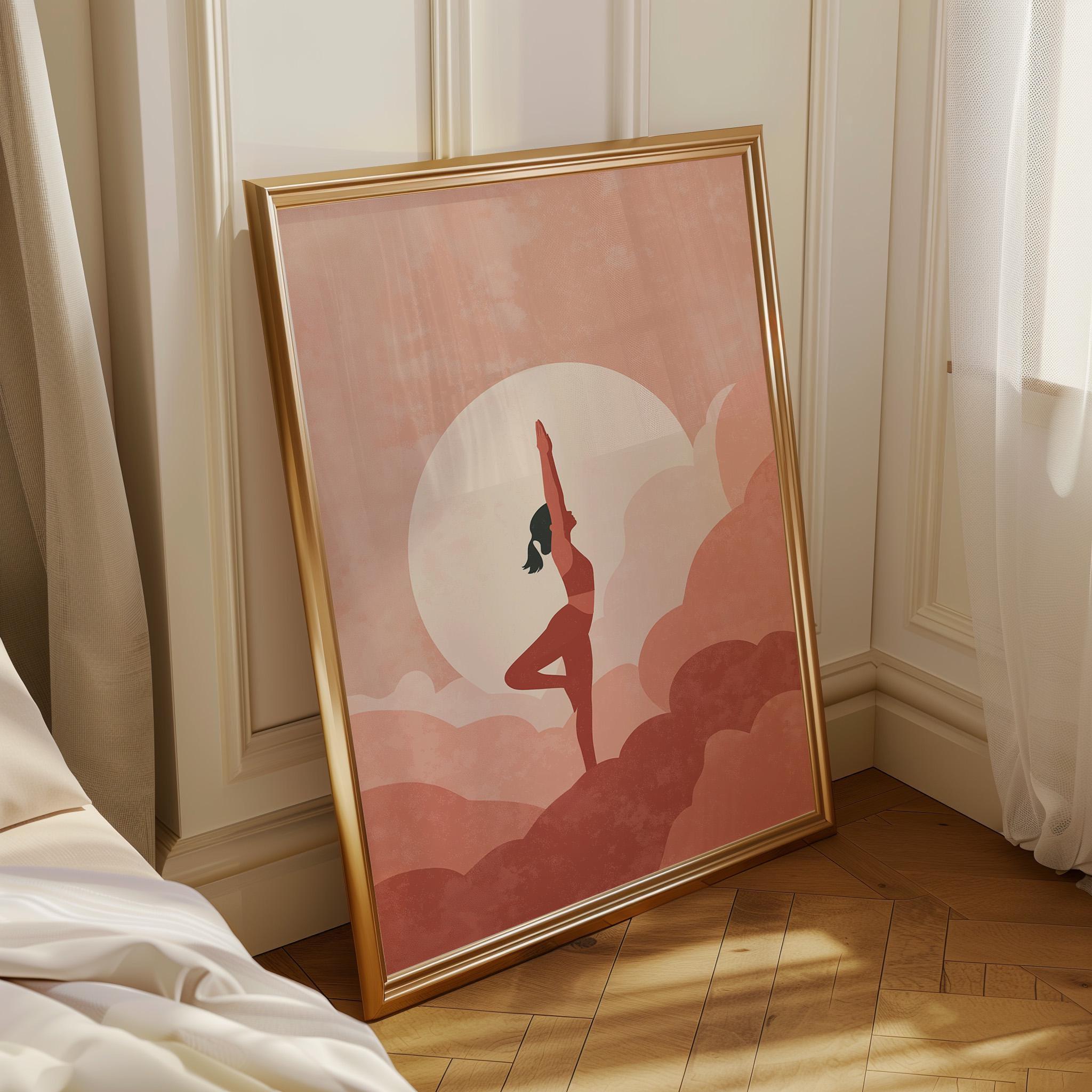 Pink Yoga Minimalist Meditation Boho Wellness Wall Art