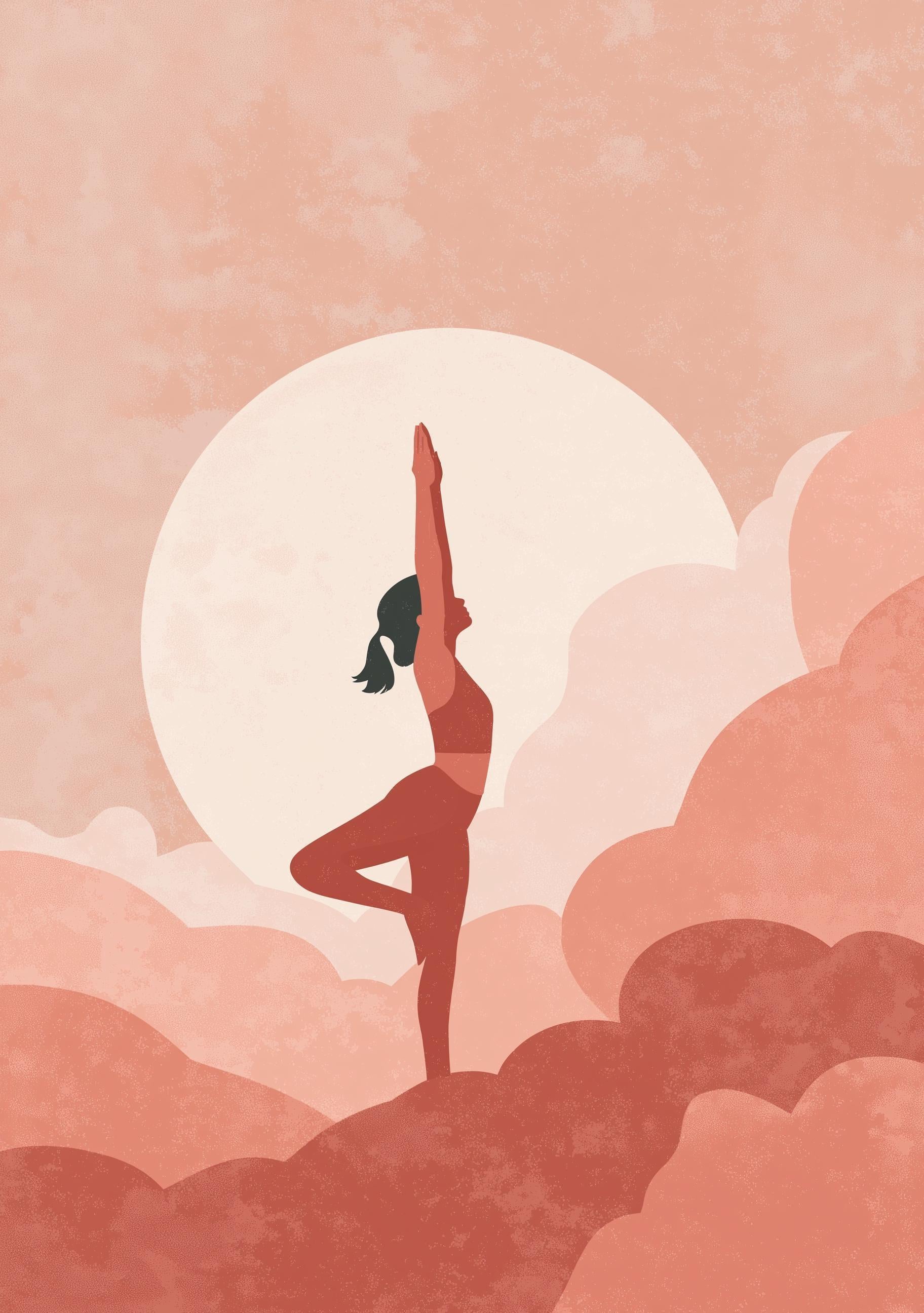 Pink Yoga Minimalist Meditation Boho Wellness Wall Art