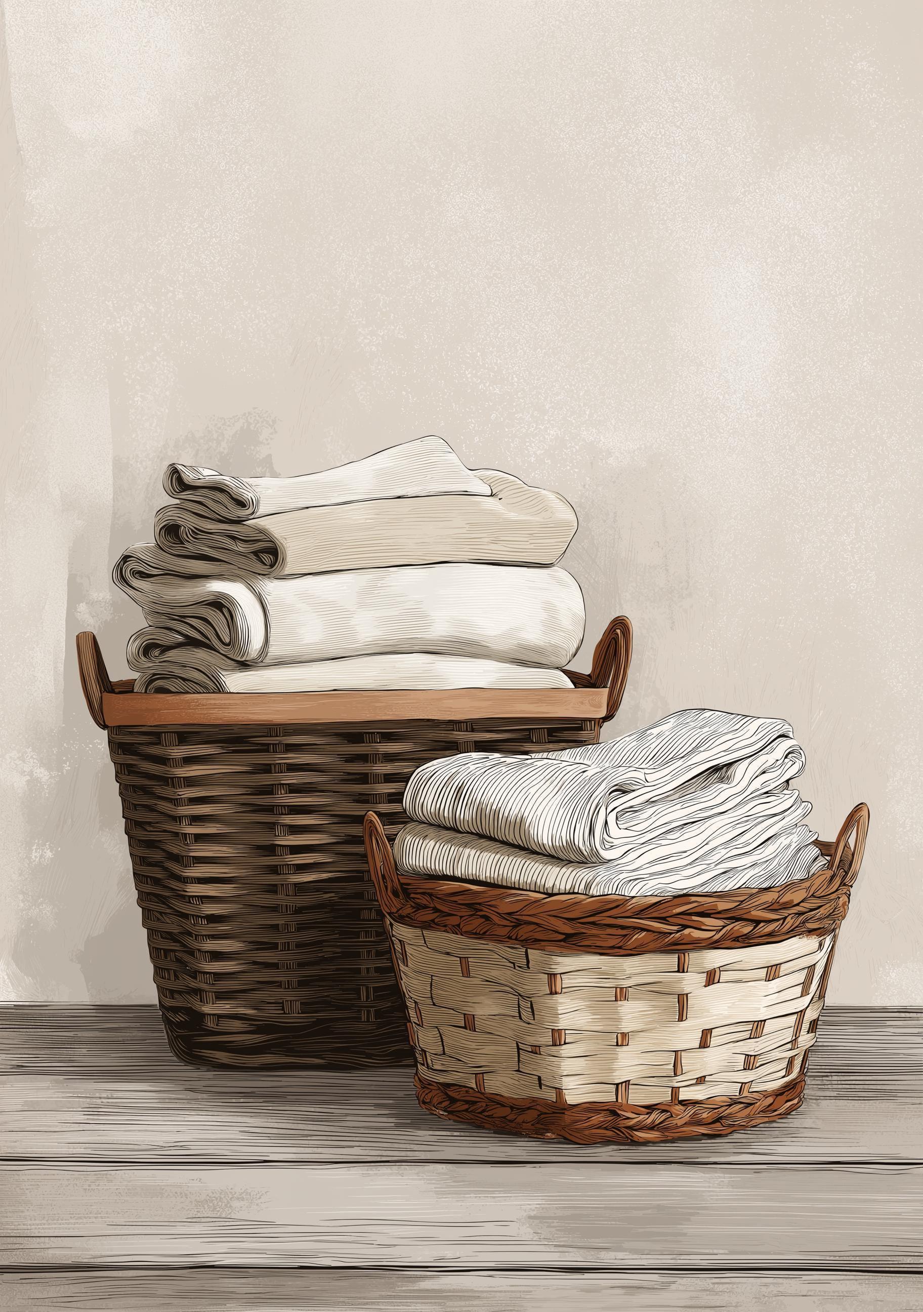 Neutral Laundry Room Rustic Farmhouse Woven Baskets Wall Art