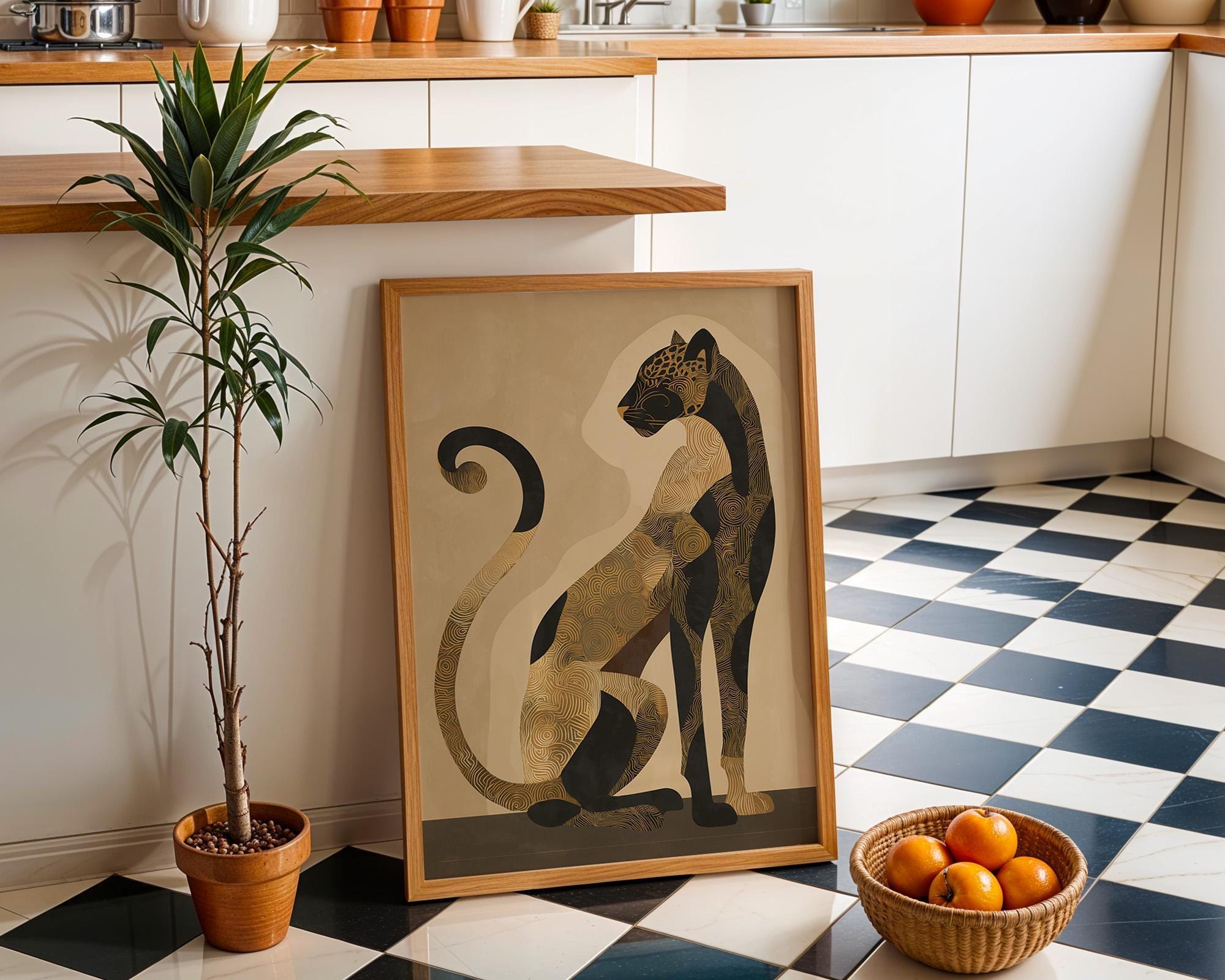 Black and Gold Art Deco Leopard Wall Art by The Wall Art Studio