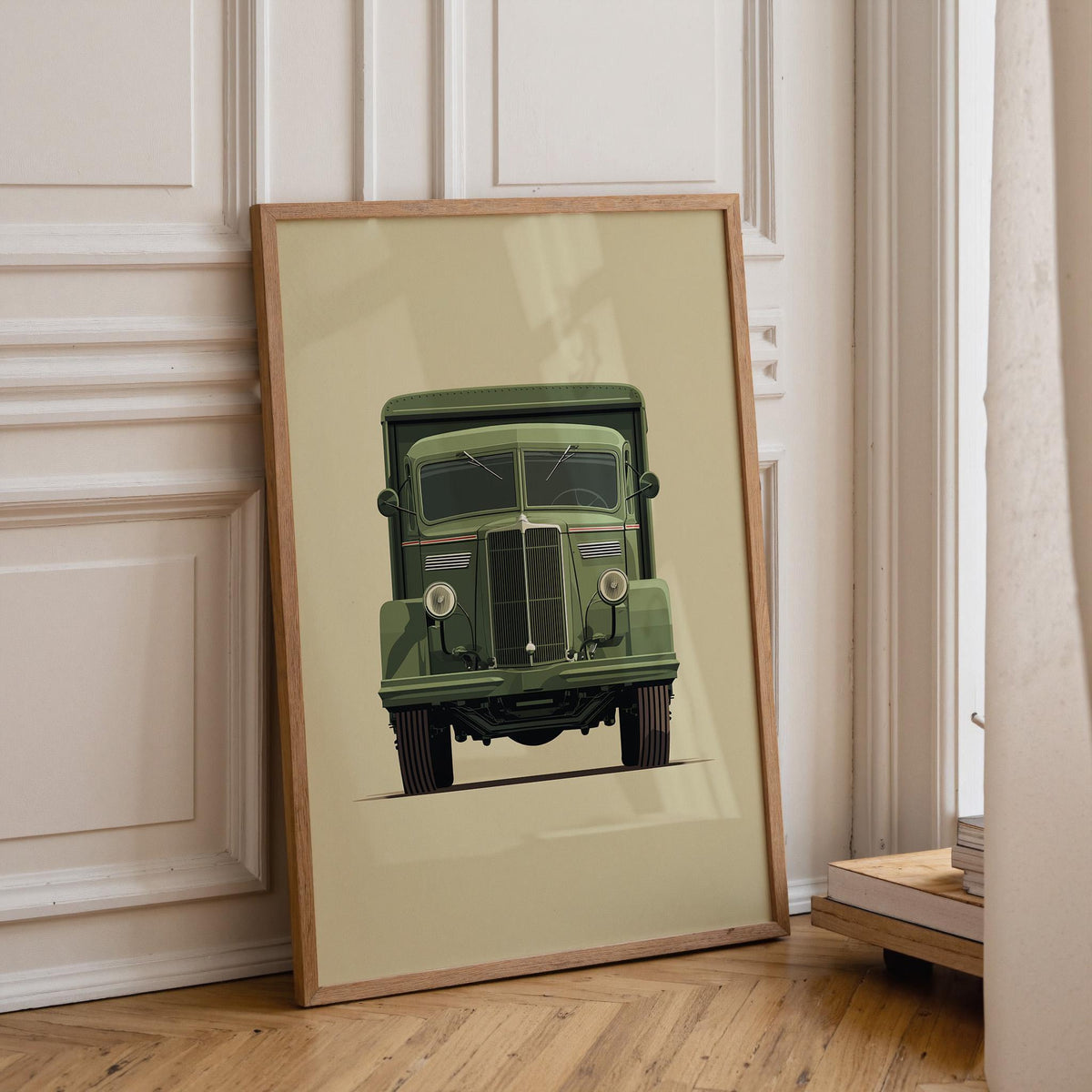 Army Vehicle Vintage Military Truck Classic Green Lorry Wall Art by The Wall Art Studio