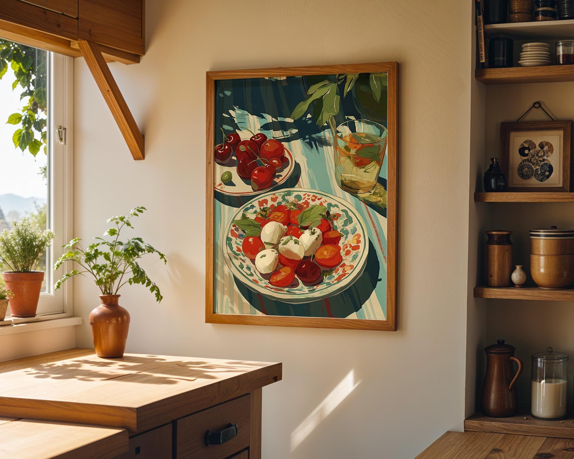 Mediterranean Kitchen Tomato Mozzarella Italian Food Wall Art