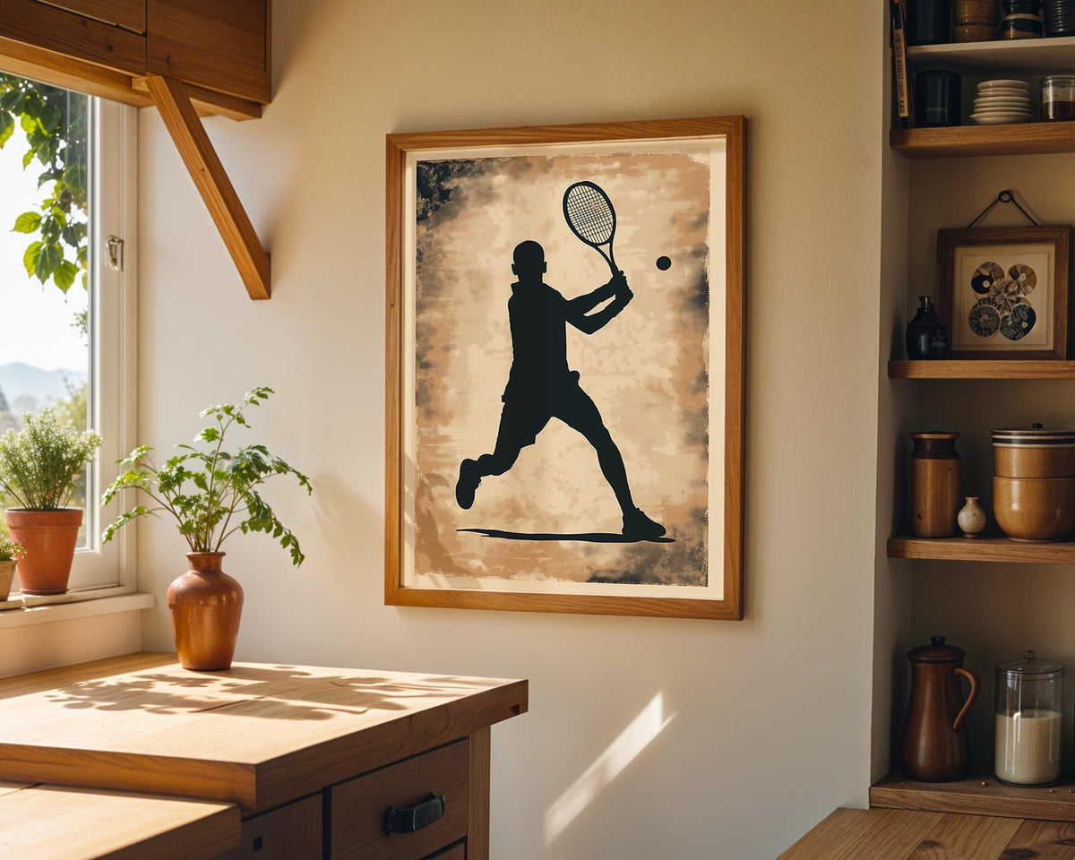 Vintage Tennis Player Classic Athletic Wall Art by The Wall Art Studio
