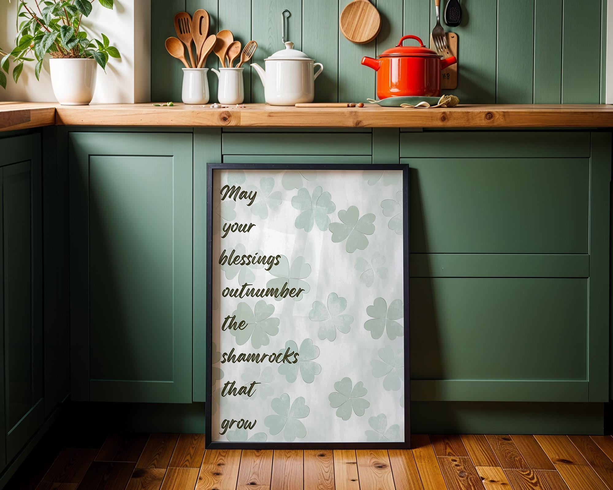 Irish Blessing Shamrock May Your Blessings Outnumber Quote Wall Art by The Wall Art Studio