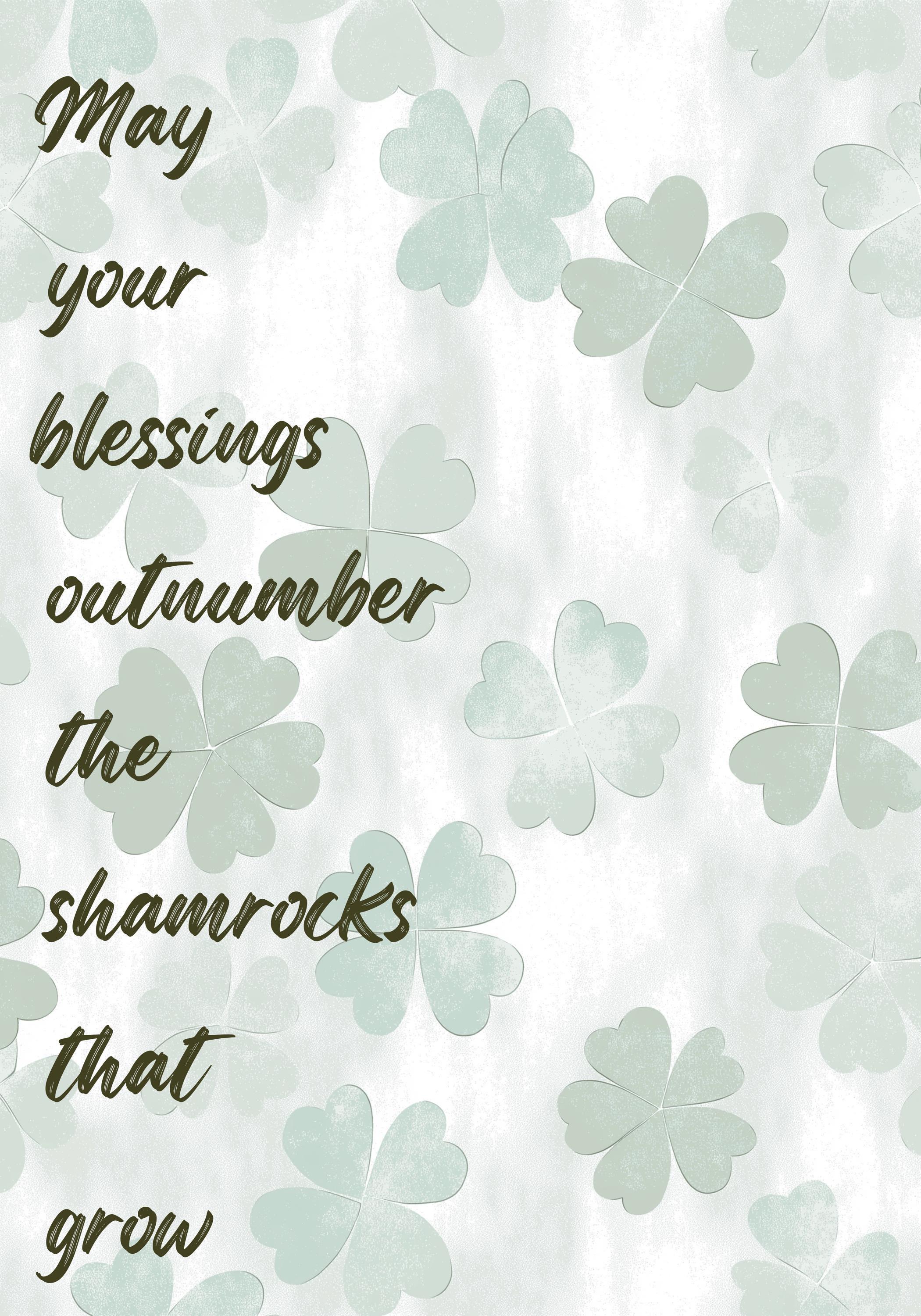 Irish Blessing Shamrock May Your Blessings Outnumber Quote Wall Art by The Wall Art Studio
