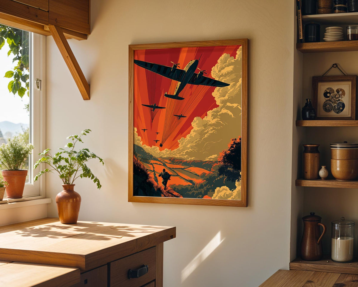 Retro Airborne Assault Vintage Military Aviation Wall Art by The Wall Art Studio - physical