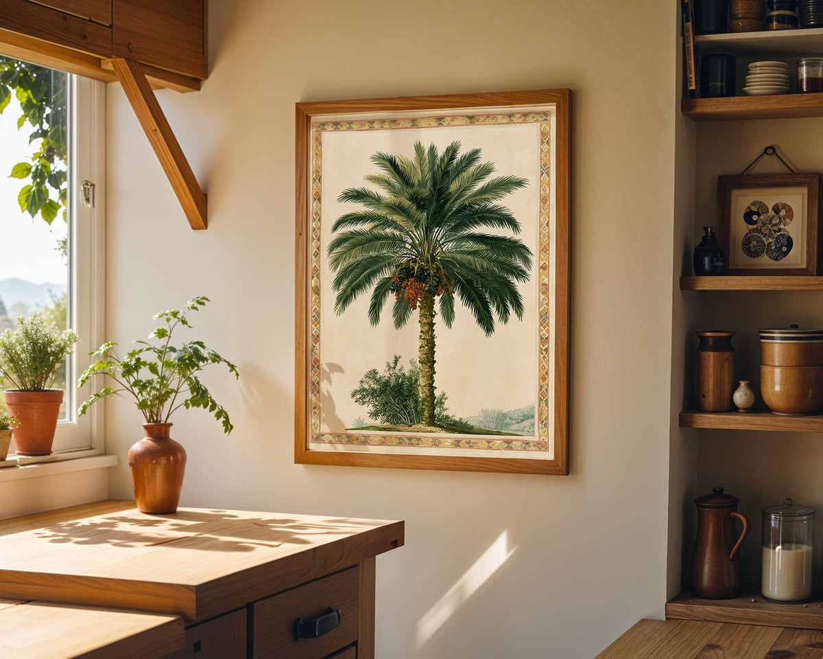 Vintage Date Botanical Palm Tree Mediterranean Oasis Wall Art