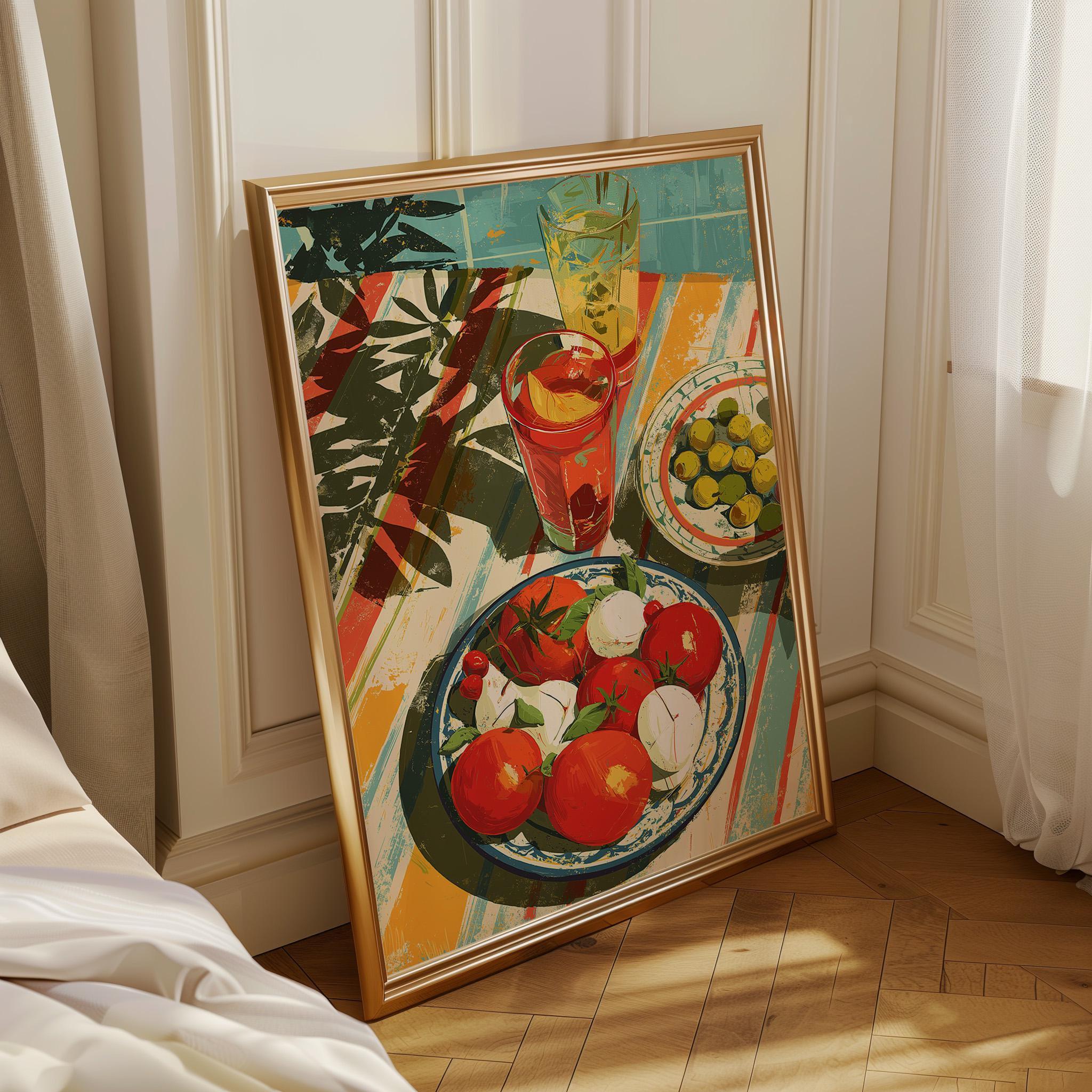 Mediterranean Kitchen Tomato Mozzarella Italian Food Wall Art