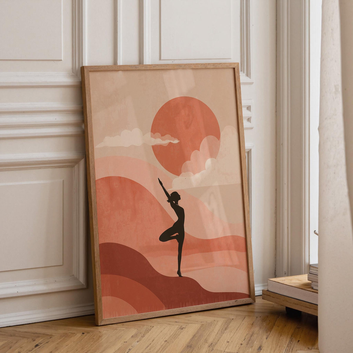 Pink Yoga Minimalist Meditation Boho Wellness Wall Art