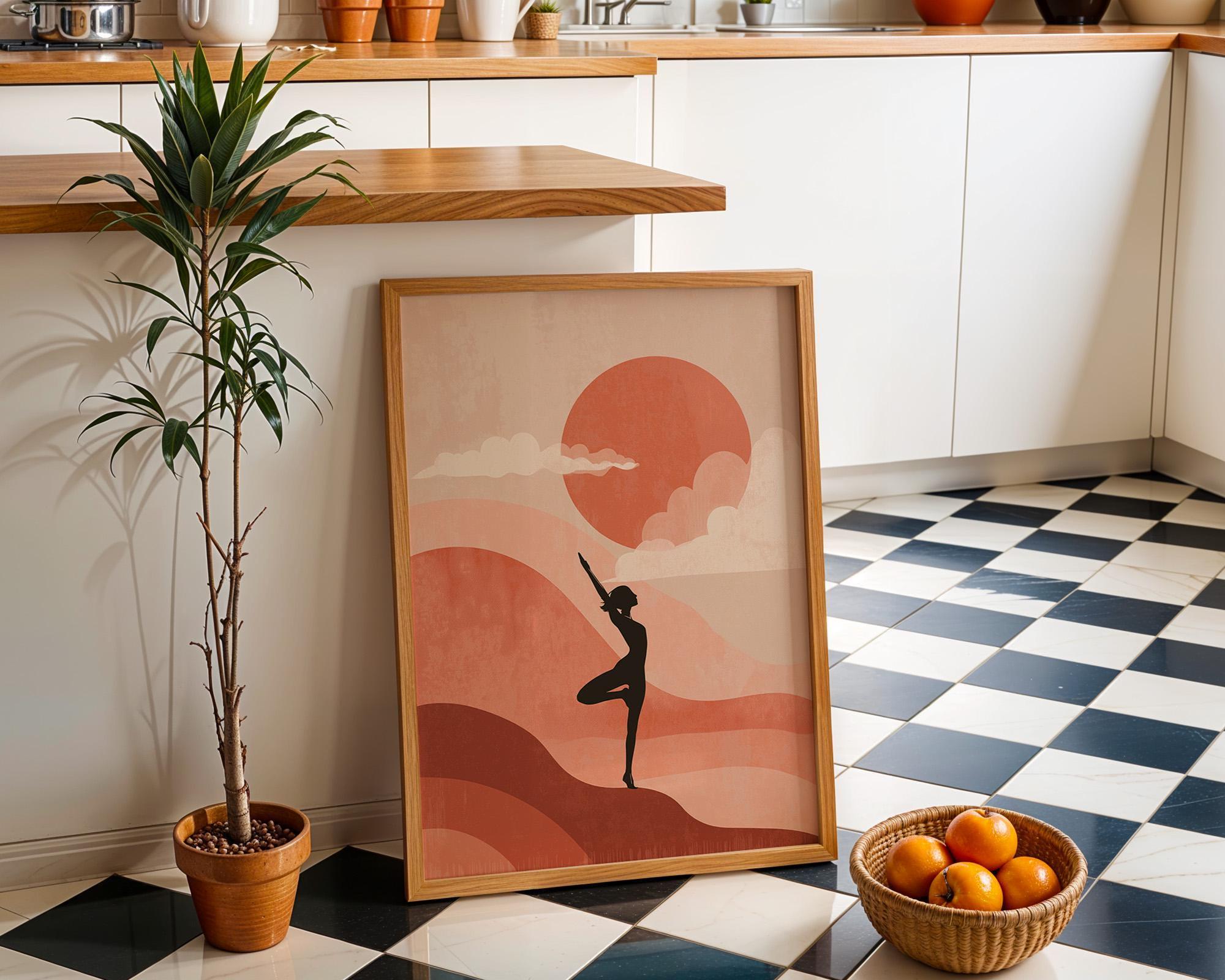 Pink Yoga Minimalist Meditation Boho Wellness Wall Art