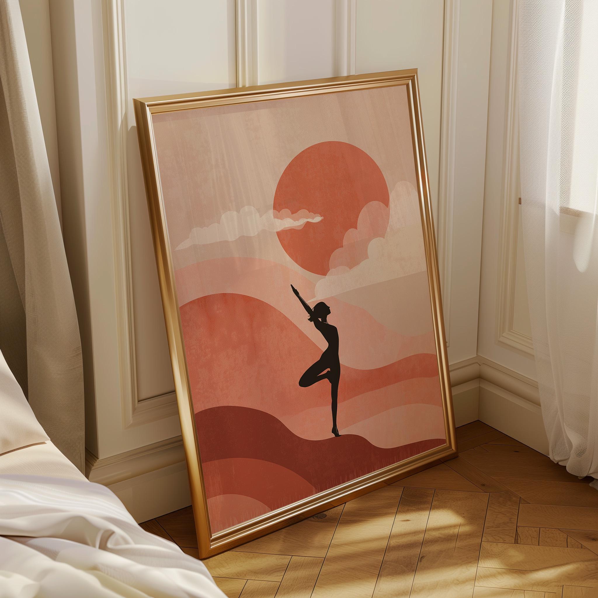 Pink Yoga Minimalist Meditation Boho Wellness Wall Art