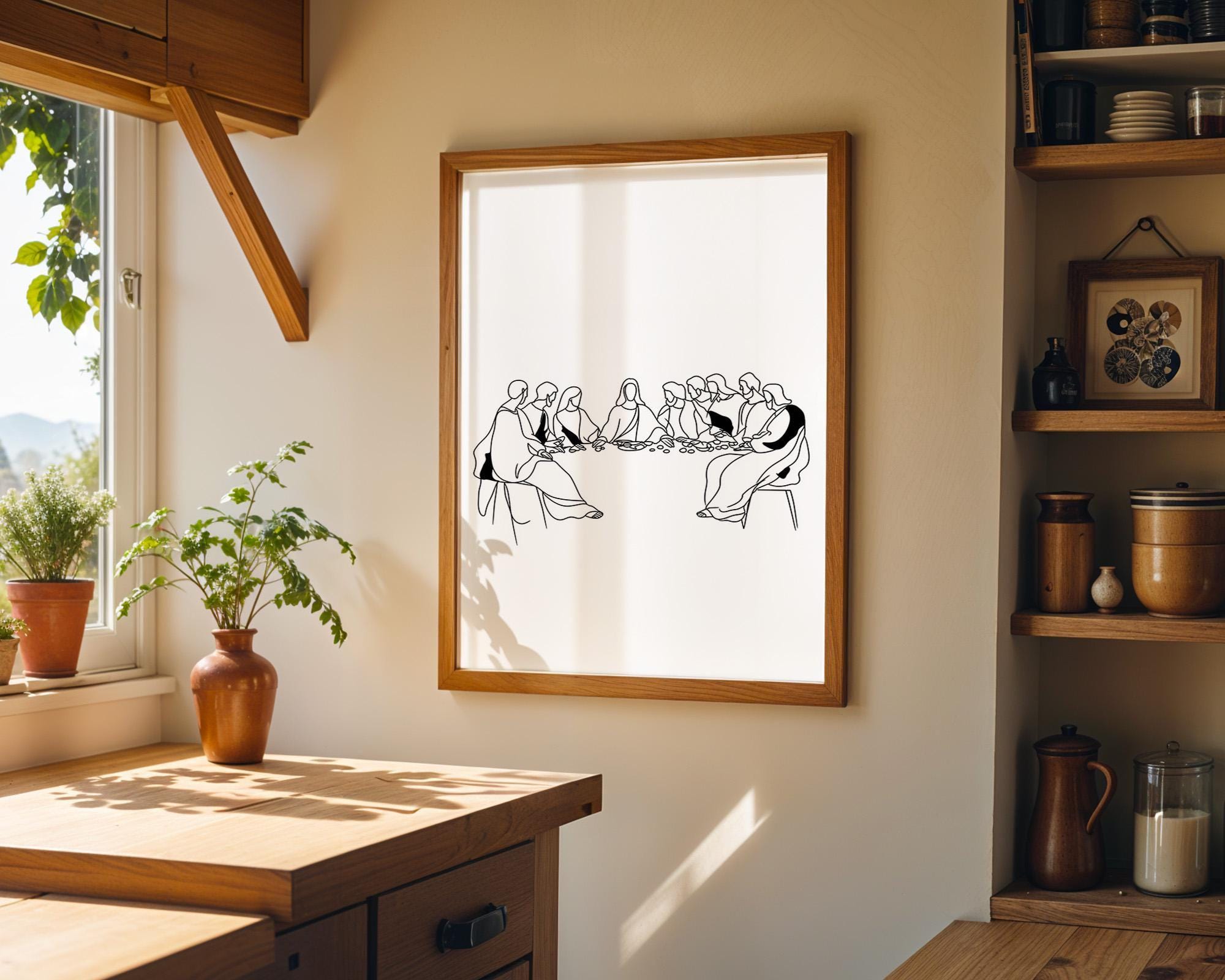 Last Supper Line Art Minimalist Christian Wall Art by The Wall Art Studio
