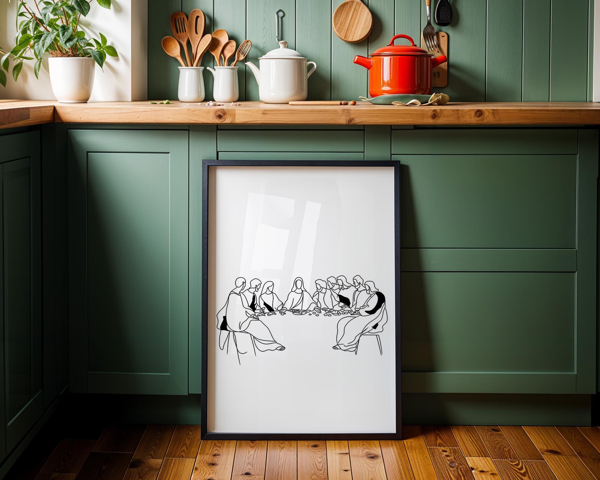 Last Supper Line Art Minimalist Christian Wall Art by The Wall Art Studio