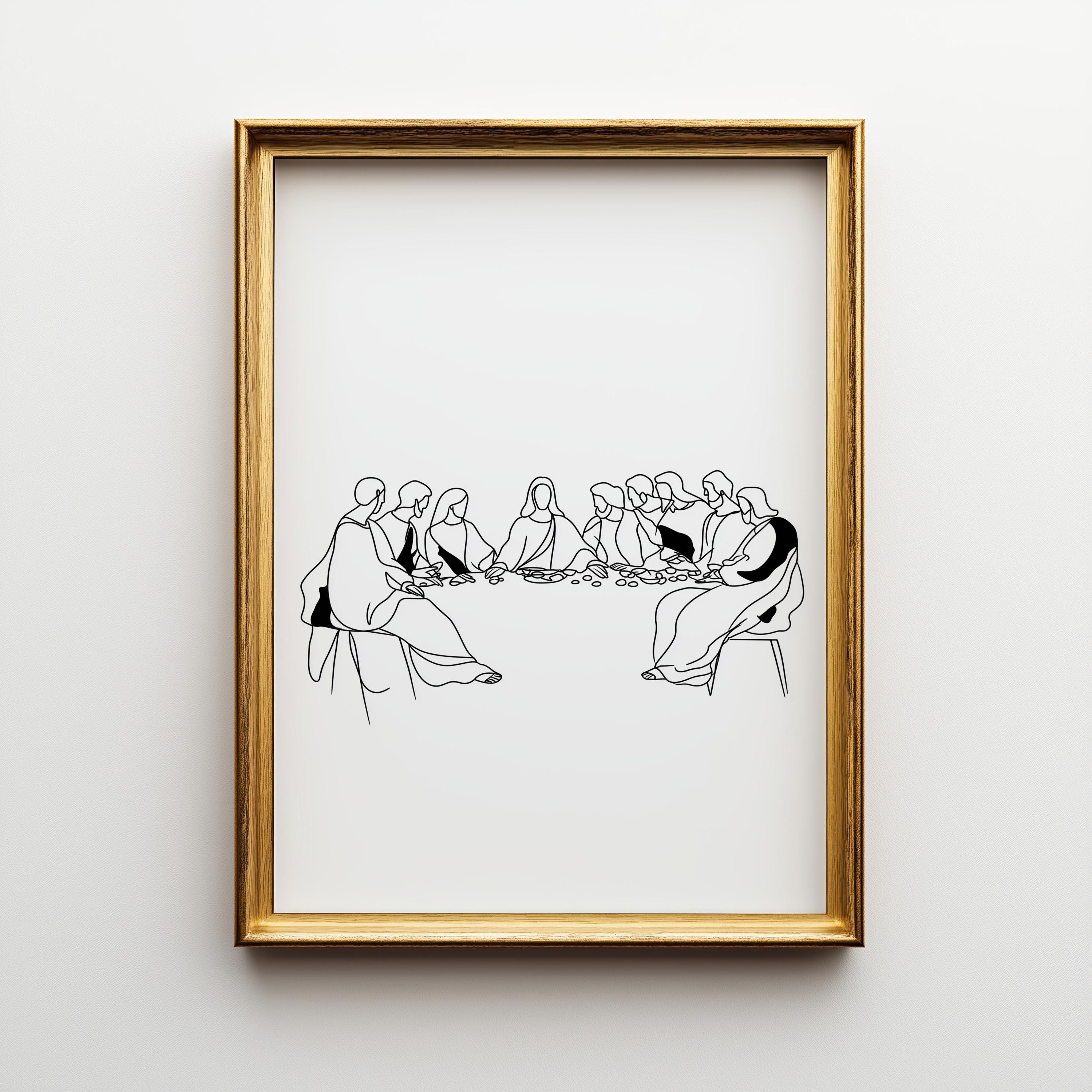 Last Supper Line Art Minimalist Christian Wall Art by The Wall Art Studio