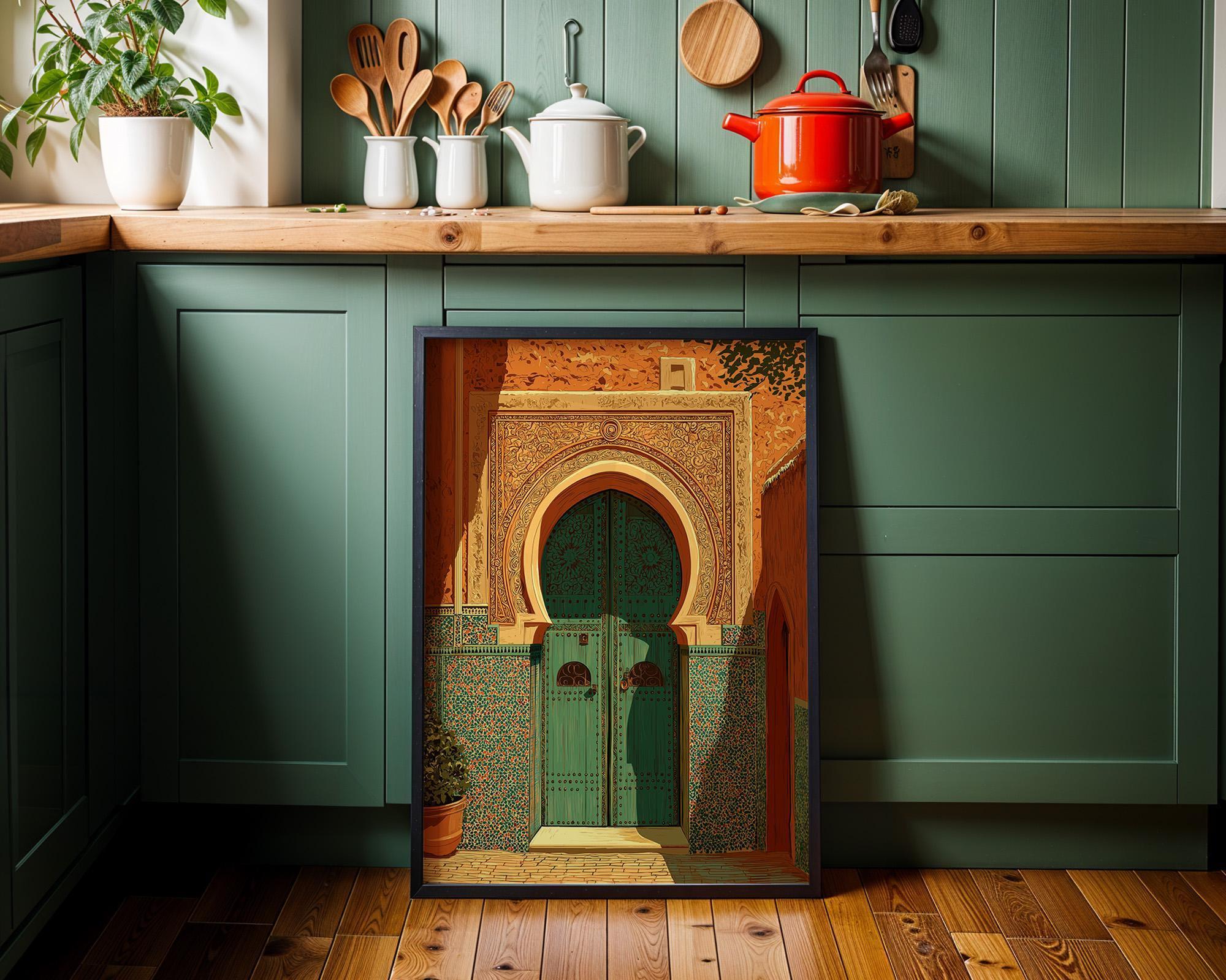 Moroccan Green Door Marrakech Architecture Wall Art by The Wall Art Studio