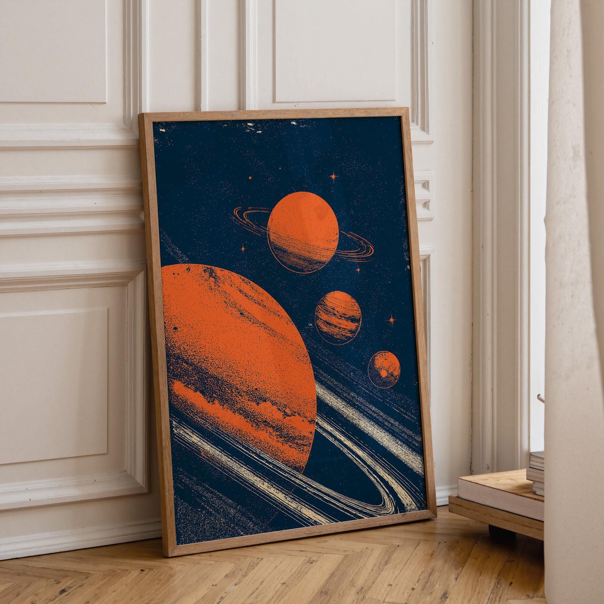 Retro Planet Mid Century Modern Space Celestial Solar System Wall Art by The Wall Art Studio