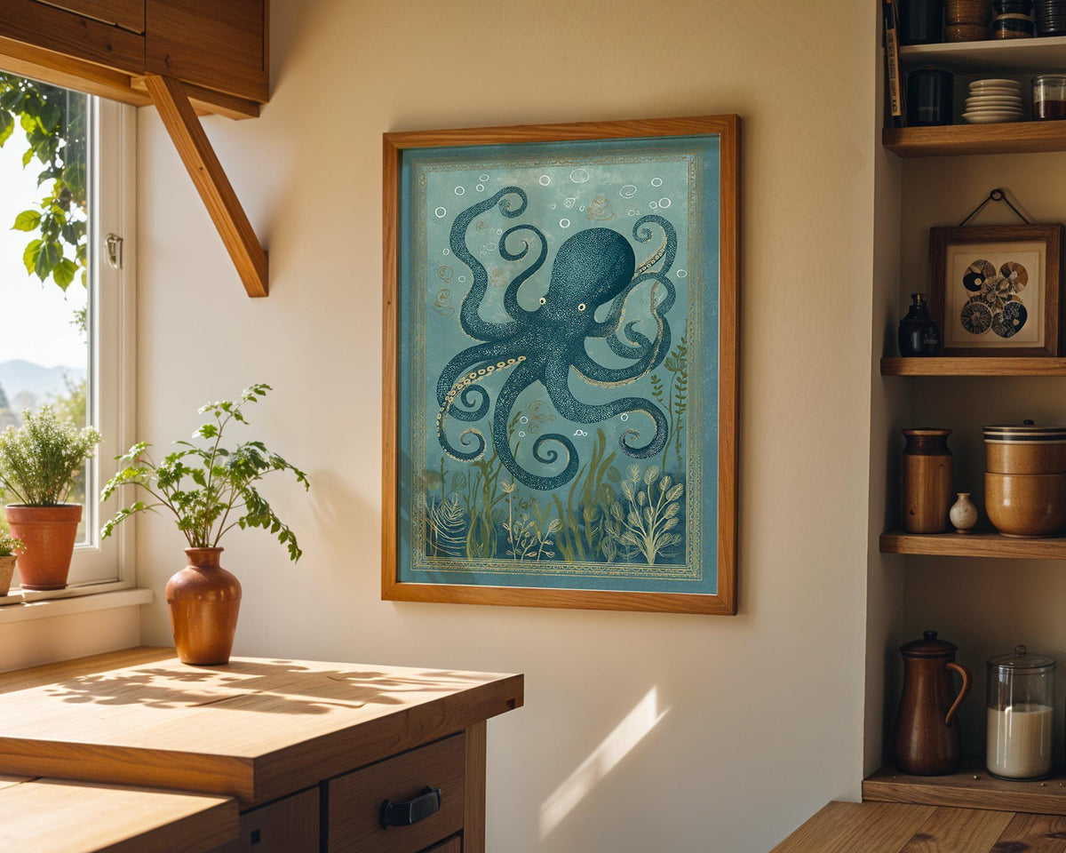 Octopus Coastal Ocean Nautical Decor Sea Life Wall Art