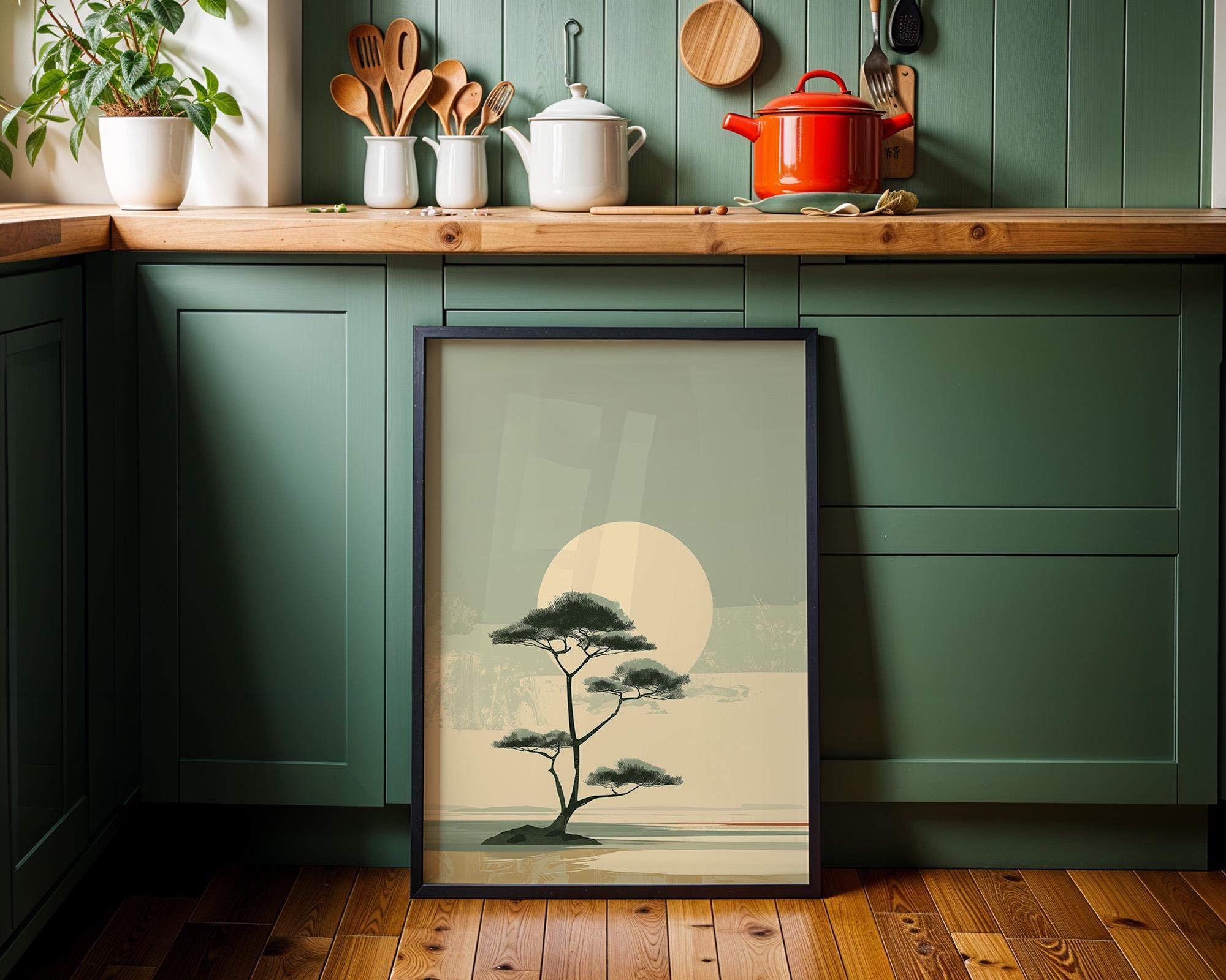 Minimalist Japanese Tree Landscape Japandi Wall Art by The Wall Art Studio