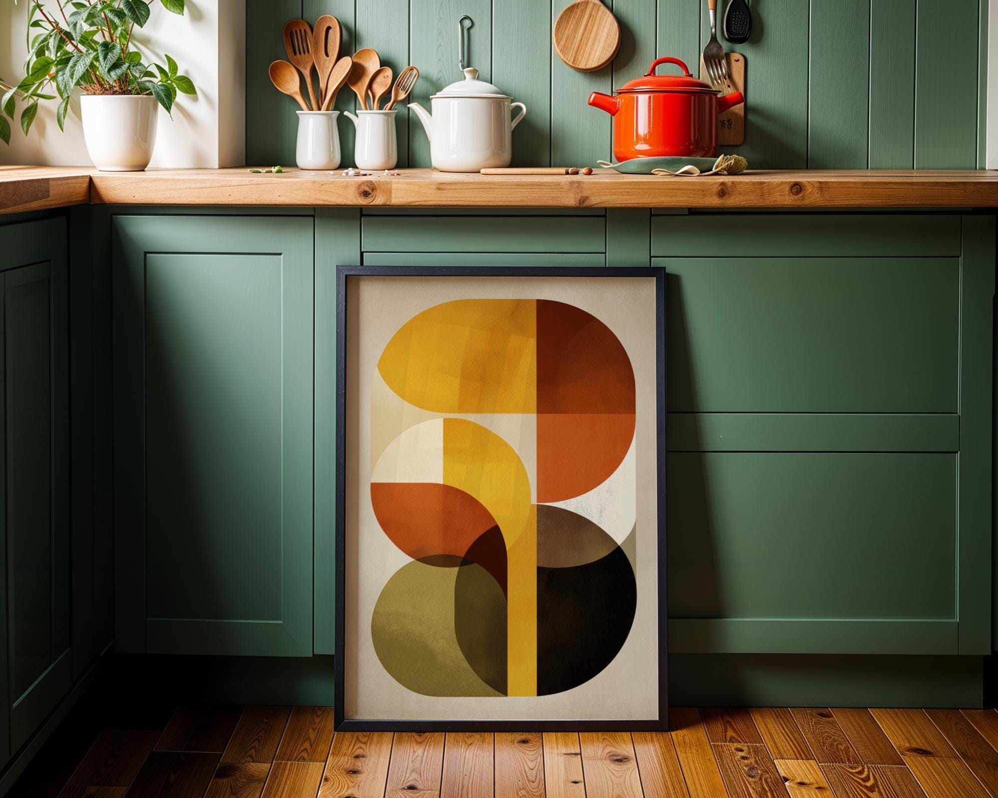 Mid-Century Modern Retro Abstract Geometric Wall Art by The Wall Art Studio - physical