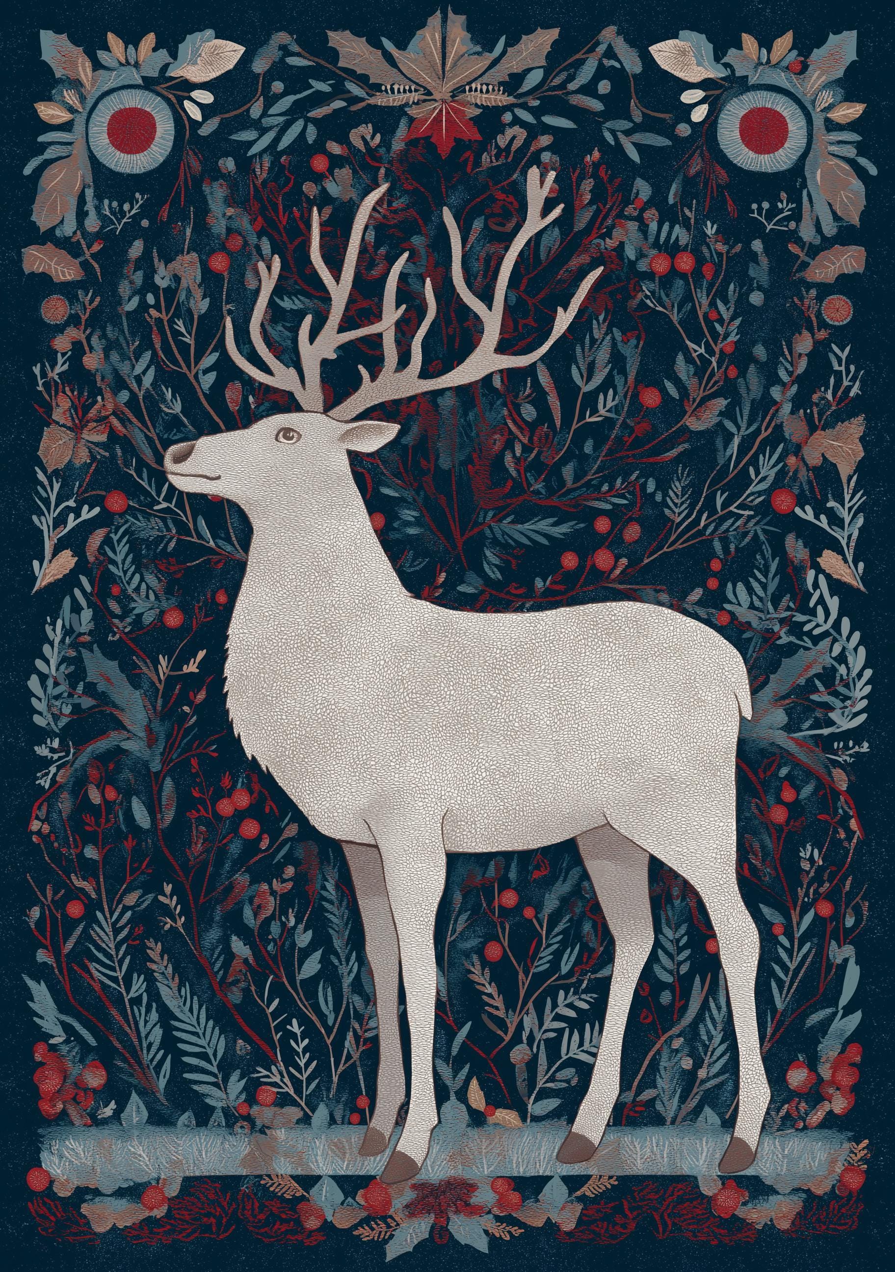 Scandinavian Christmas Nordic Reindeer Wall Art by The Wall Art Studio