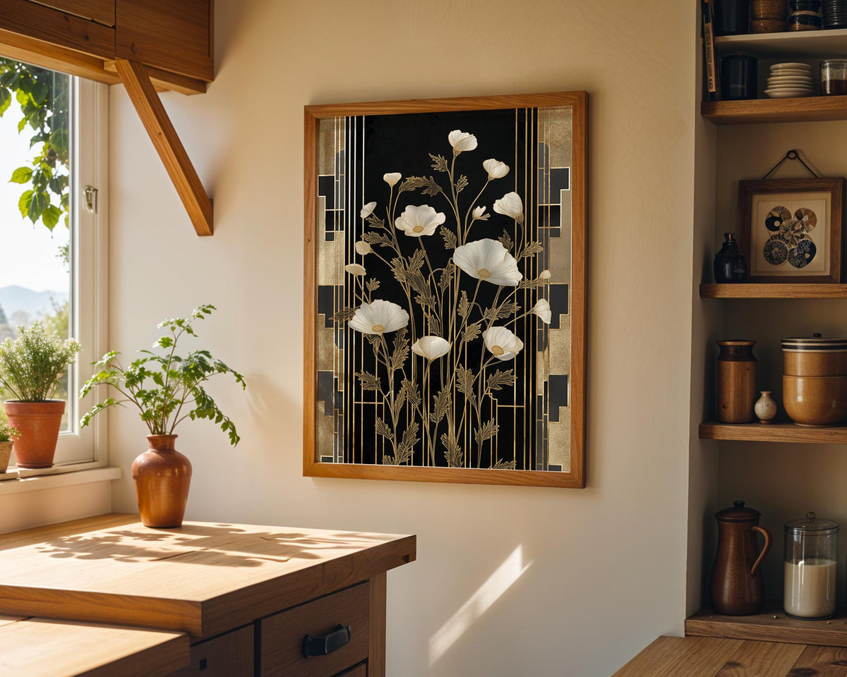 Art Deco Gold Botanical Ginkgo Leaf Wall Art by The Wall Art Studio