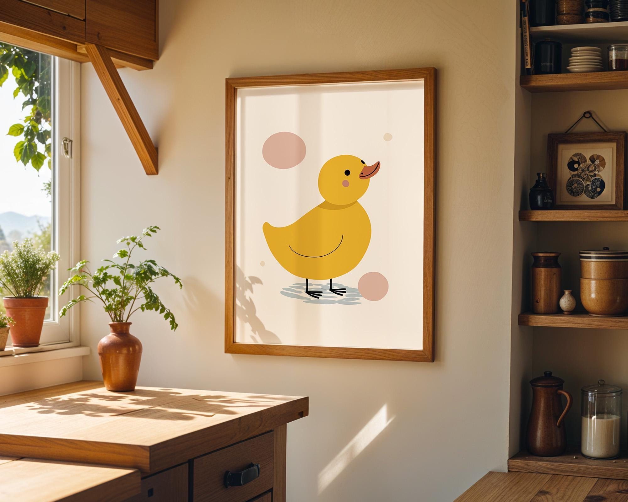 Minimalist Yellow Duck Scandinavian Baby Room Nursery Wall Art by The Wall Art Studio