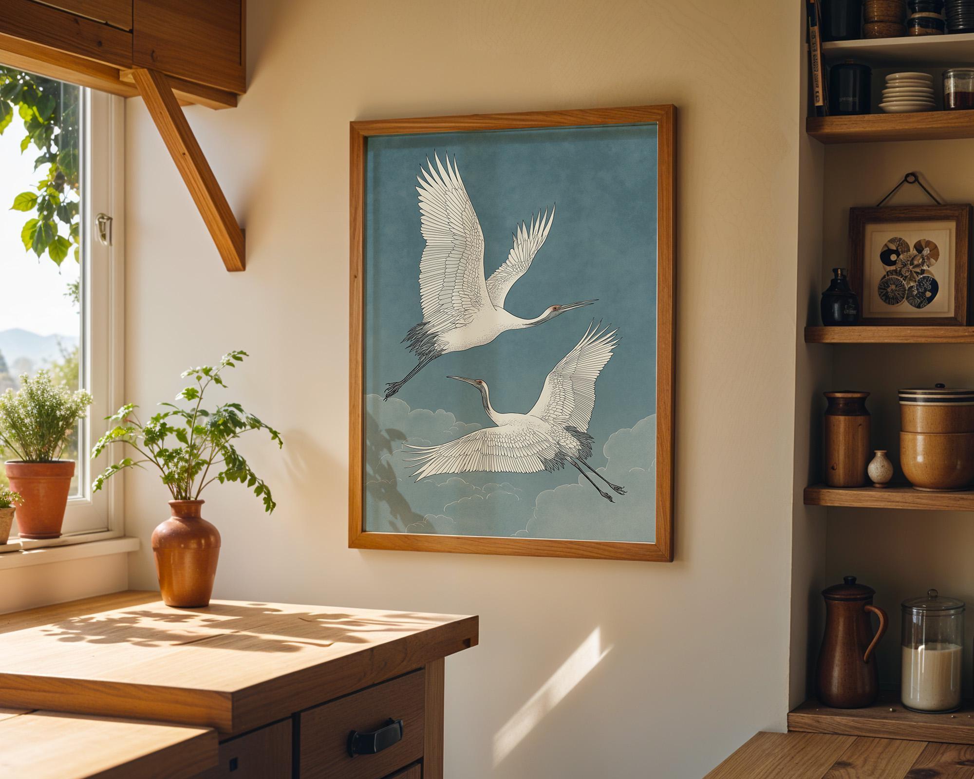 Swallow Bird Japanese Style Japandi Wall Art by The Wall Art Studio