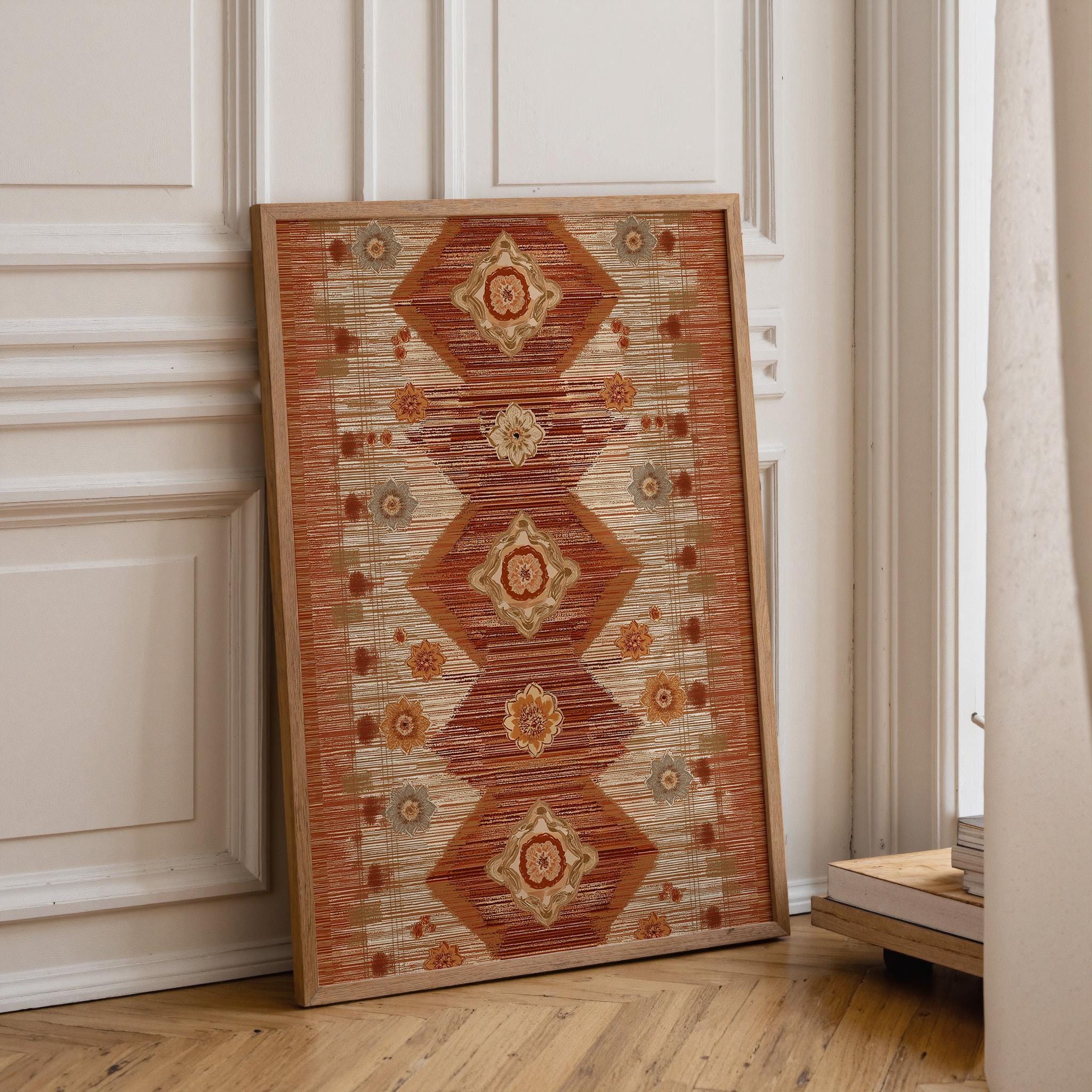 Moroccan Boho Terracotta Geometric Neutral Tribal Wall Art by The Wall Art Studio