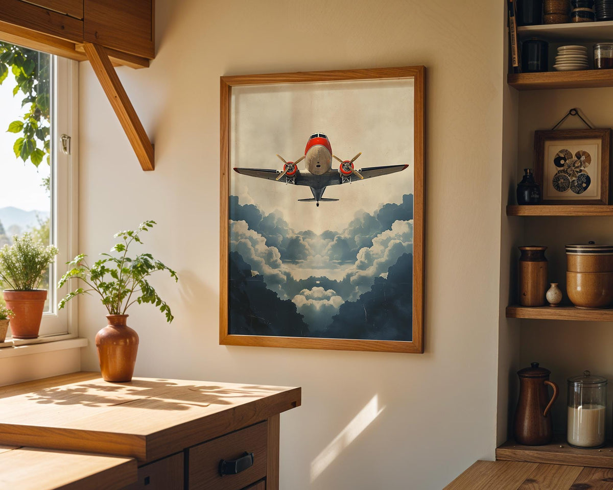 Vintage Airplane Retro Propeller Plane Classic Aviation Wall Art