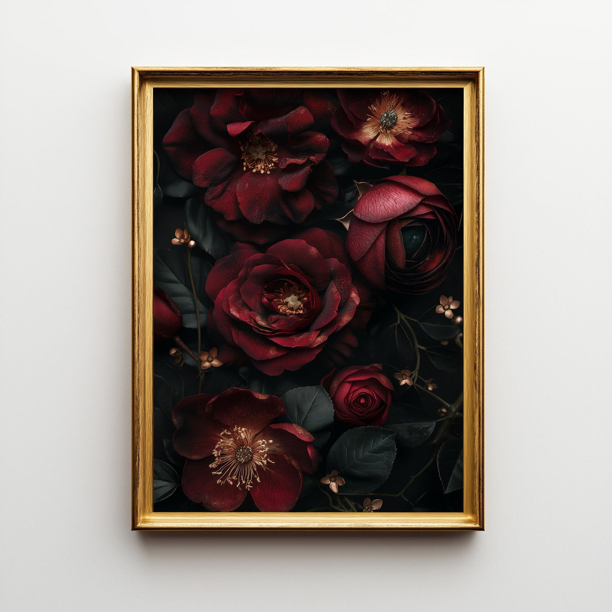 Gothic Red Rose Dark Academia Dramatic Black Wall Art