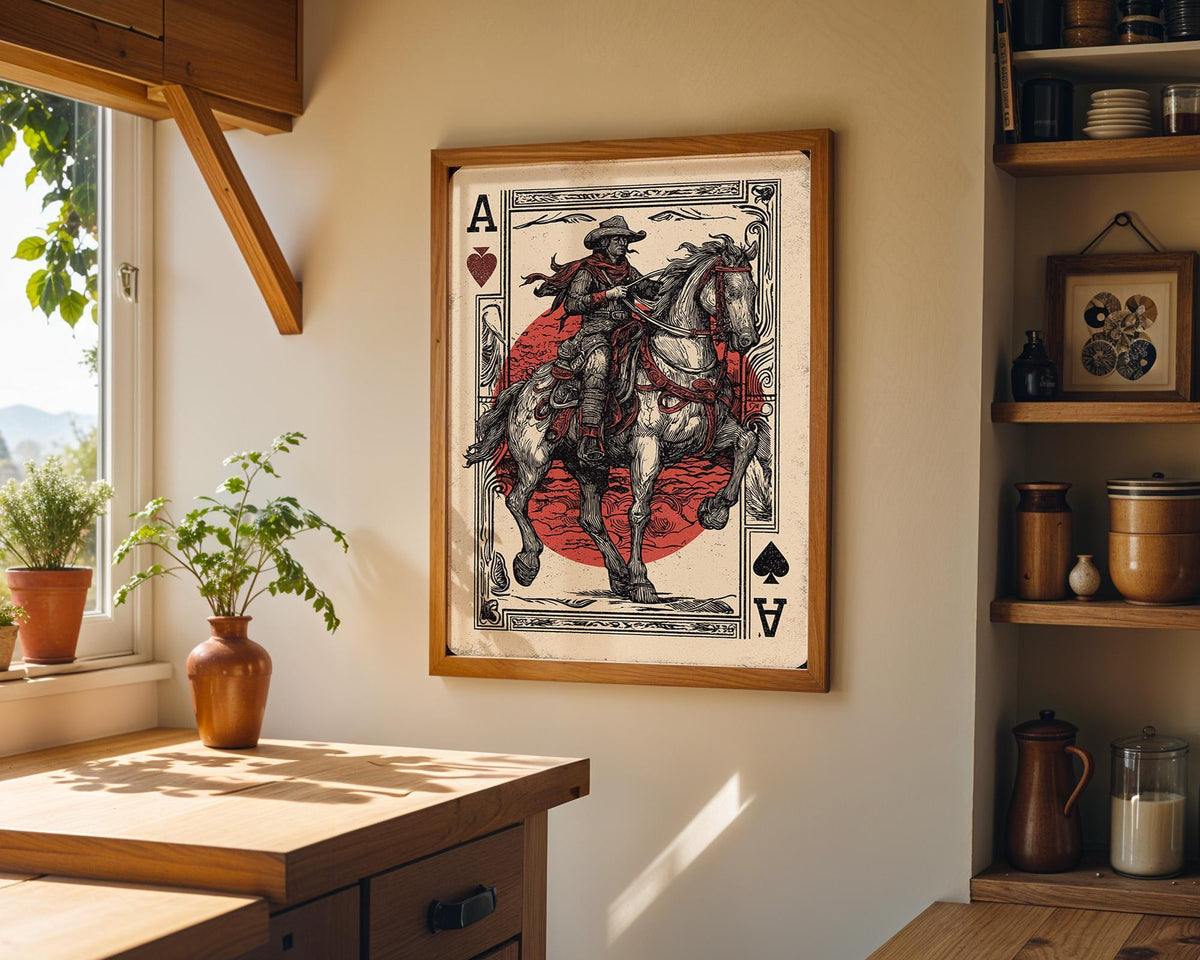 Cowboy Ace of Hearts Playing Card Western Vintage Wall Art by The Wall Art Studio - physical