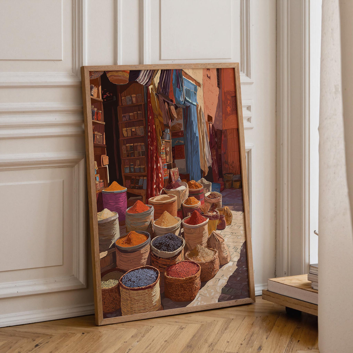 Moroccan Spice Market Marrakech Souk Wall Art by The Wall Art Studio