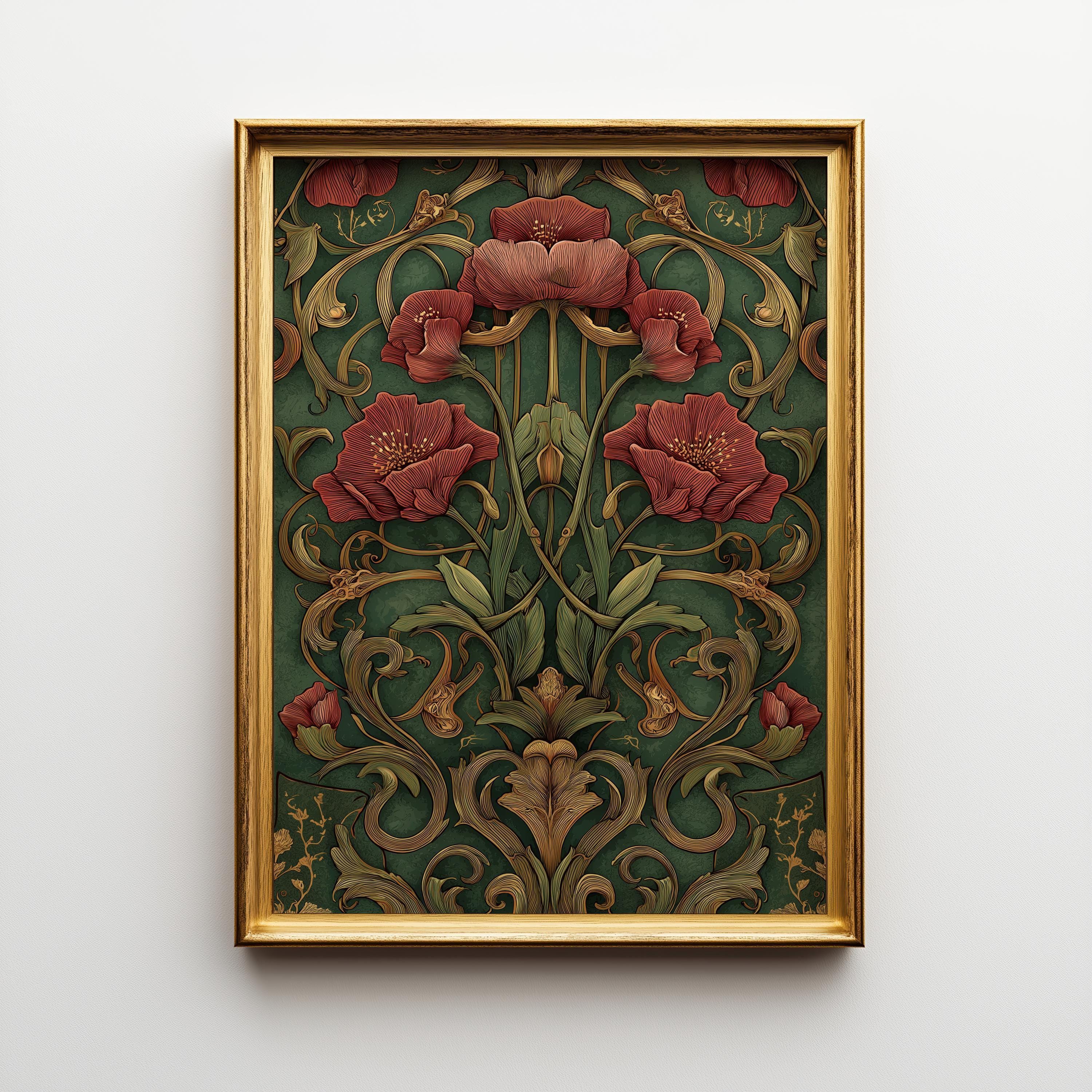 Art Nouveau Thistle Botanical William Morris Style Botanical Wall Art