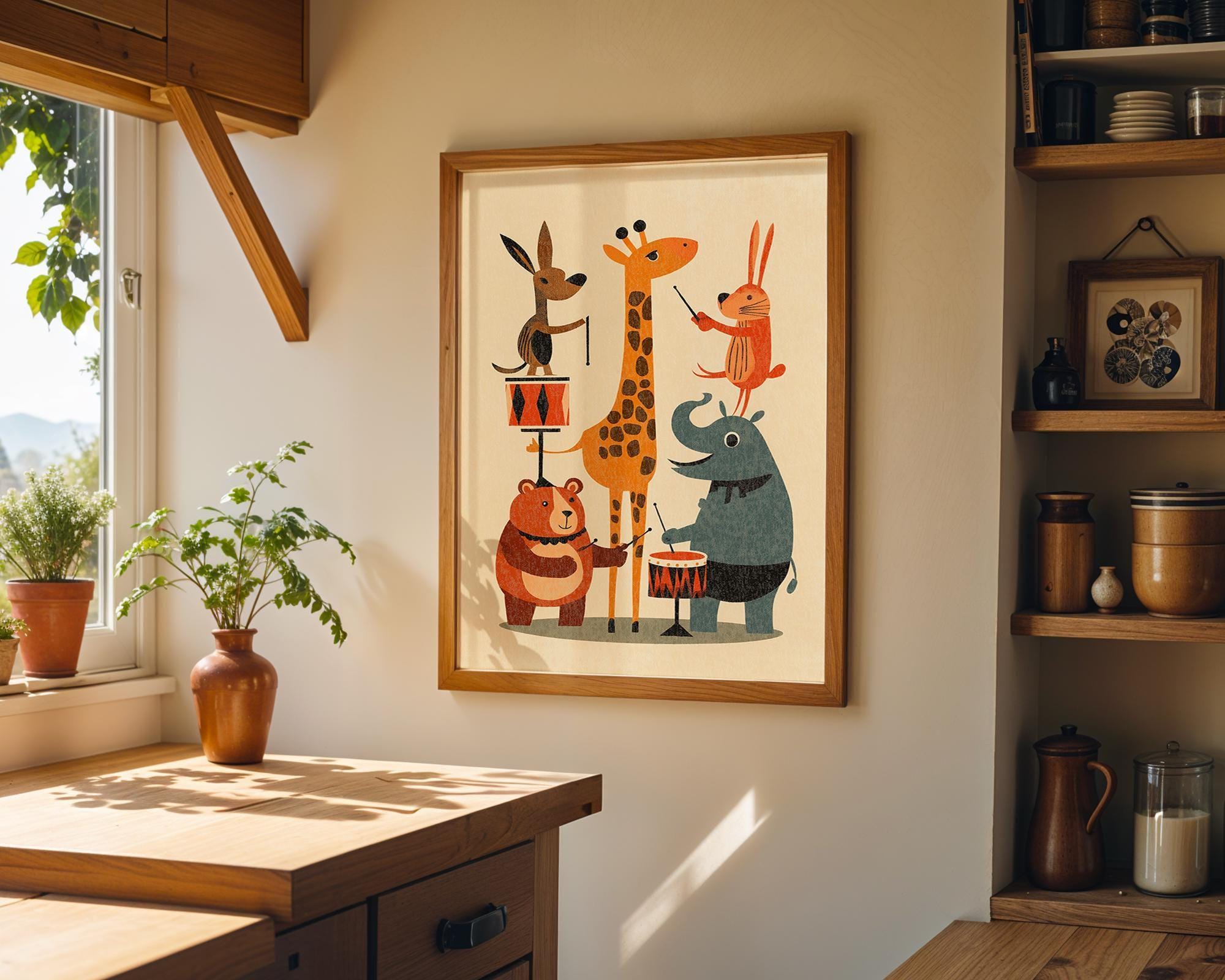 Mid Century Animal Band Retro Safari Nursery Wall Art by The Wall Art Studio