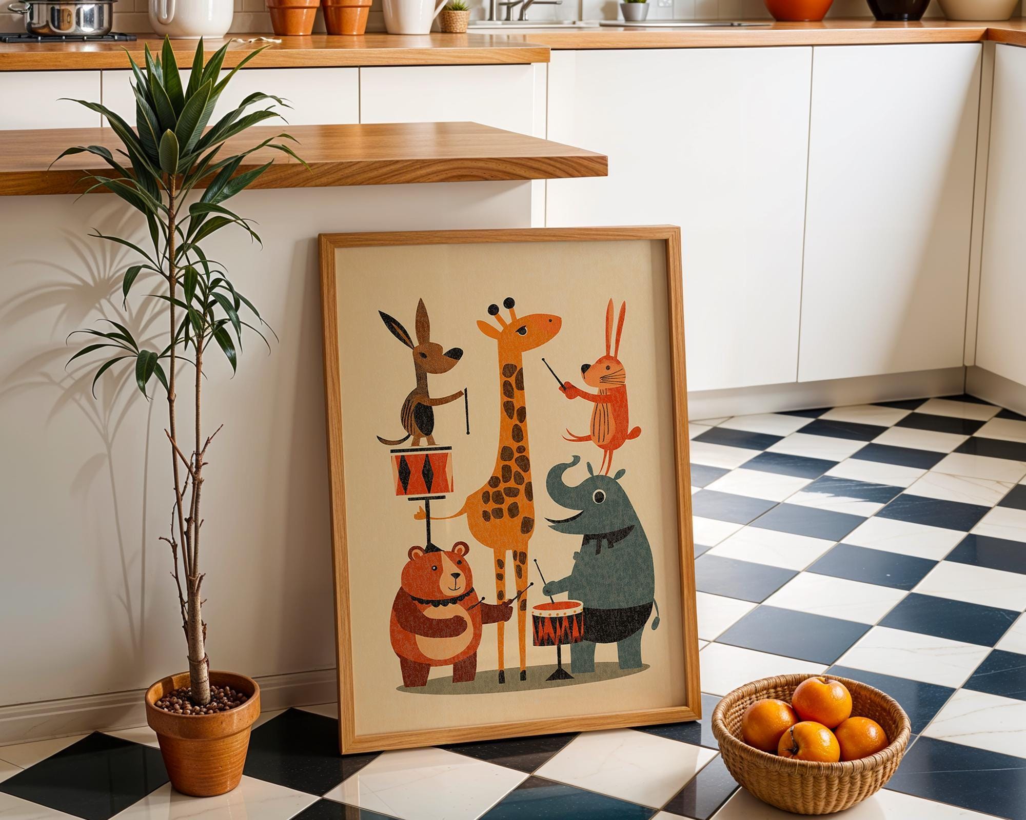 Mid Century Animal Band Retro Safari Nursery Wall Art by The Wall Art Studio