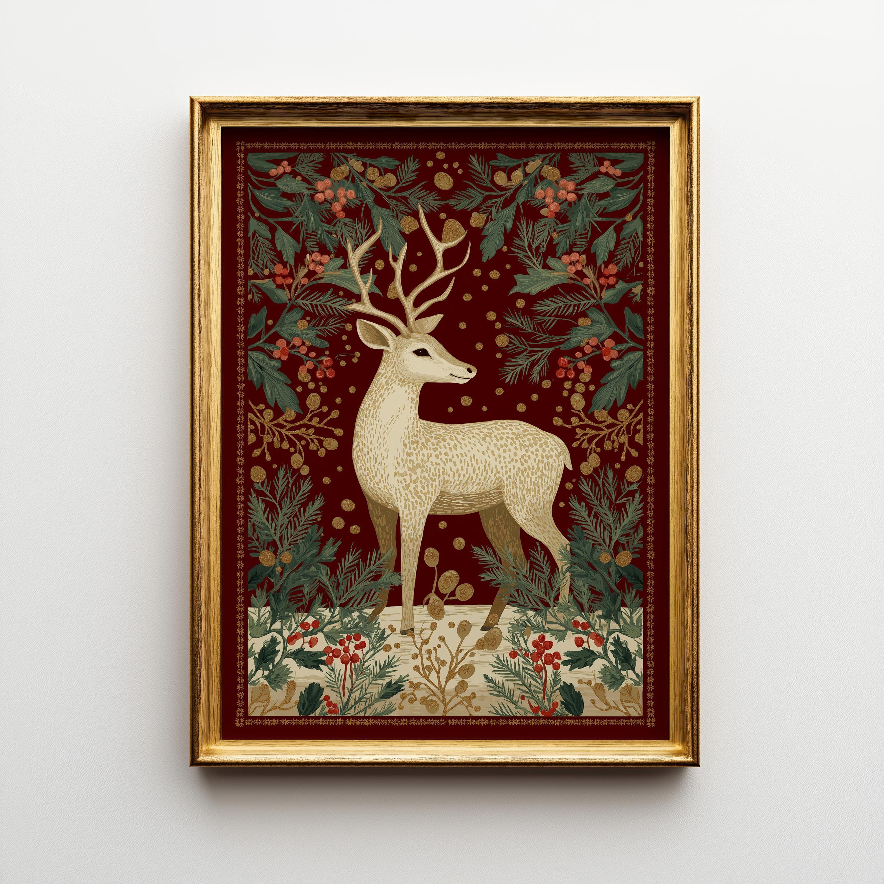 Scandinavian Christmas Reindeer Wall Art by The Wall Art Studio