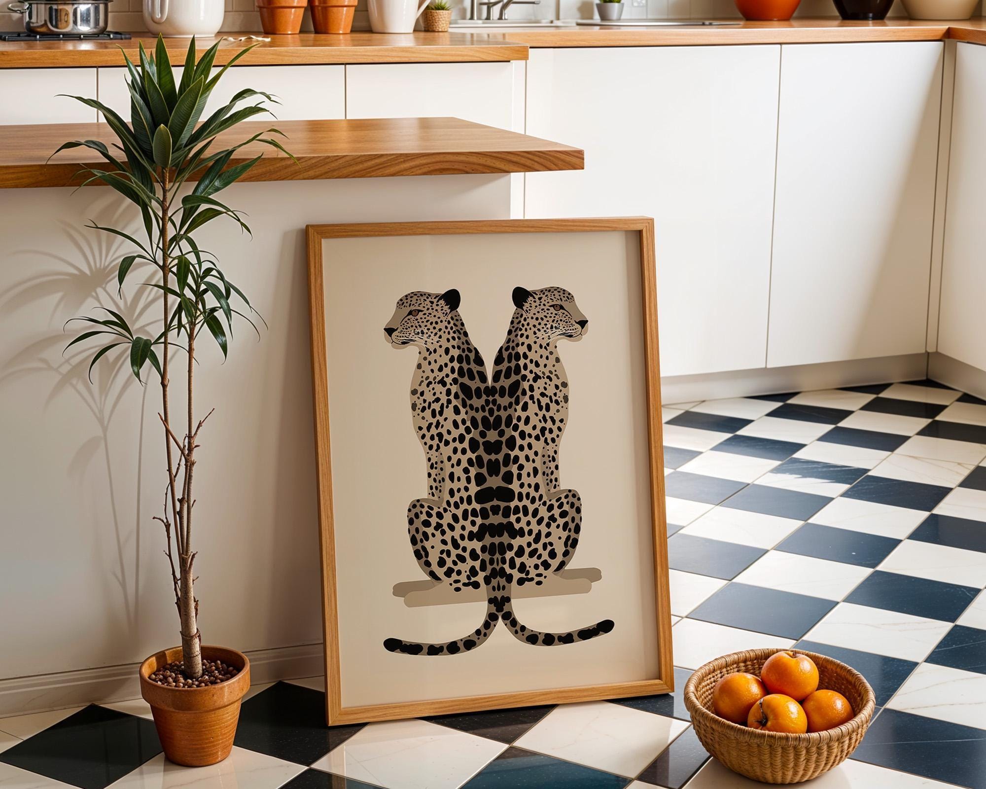 Minimalist Leopard Modern Animal Abstract Safari Print Wall Art by The Wall Art Studio