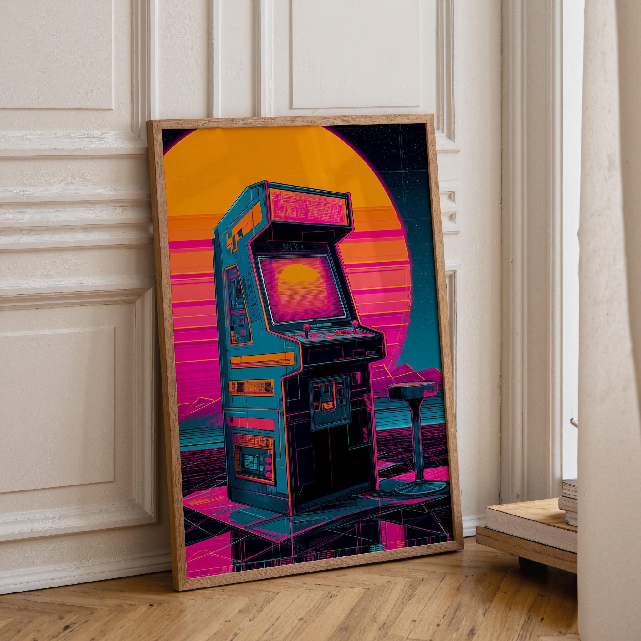 Neon Vaporwave Retro Arcade Machine Wall Art by The Wall Art Studio