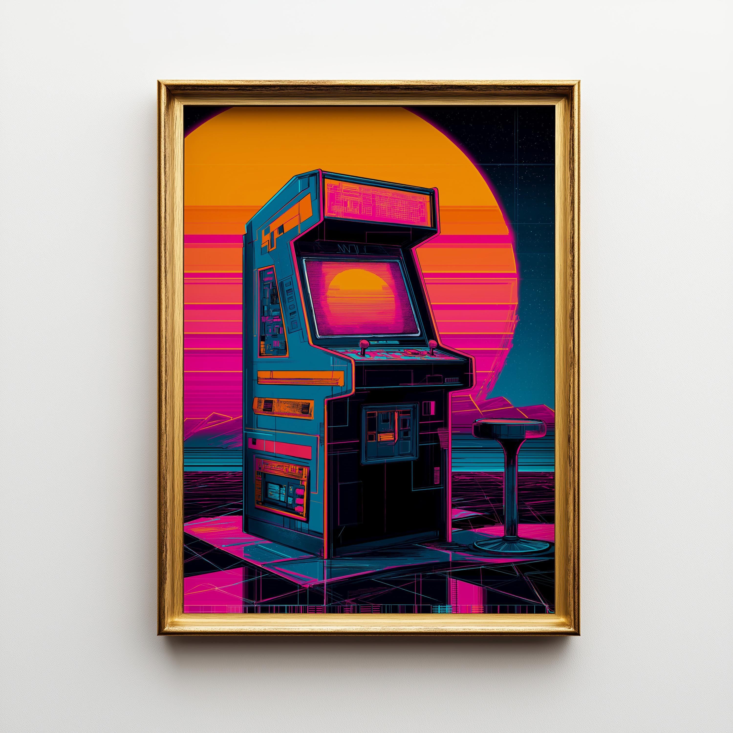 Neon Vaporwave Retro Arcade Machine Wall Art by The Wall Art Studio
