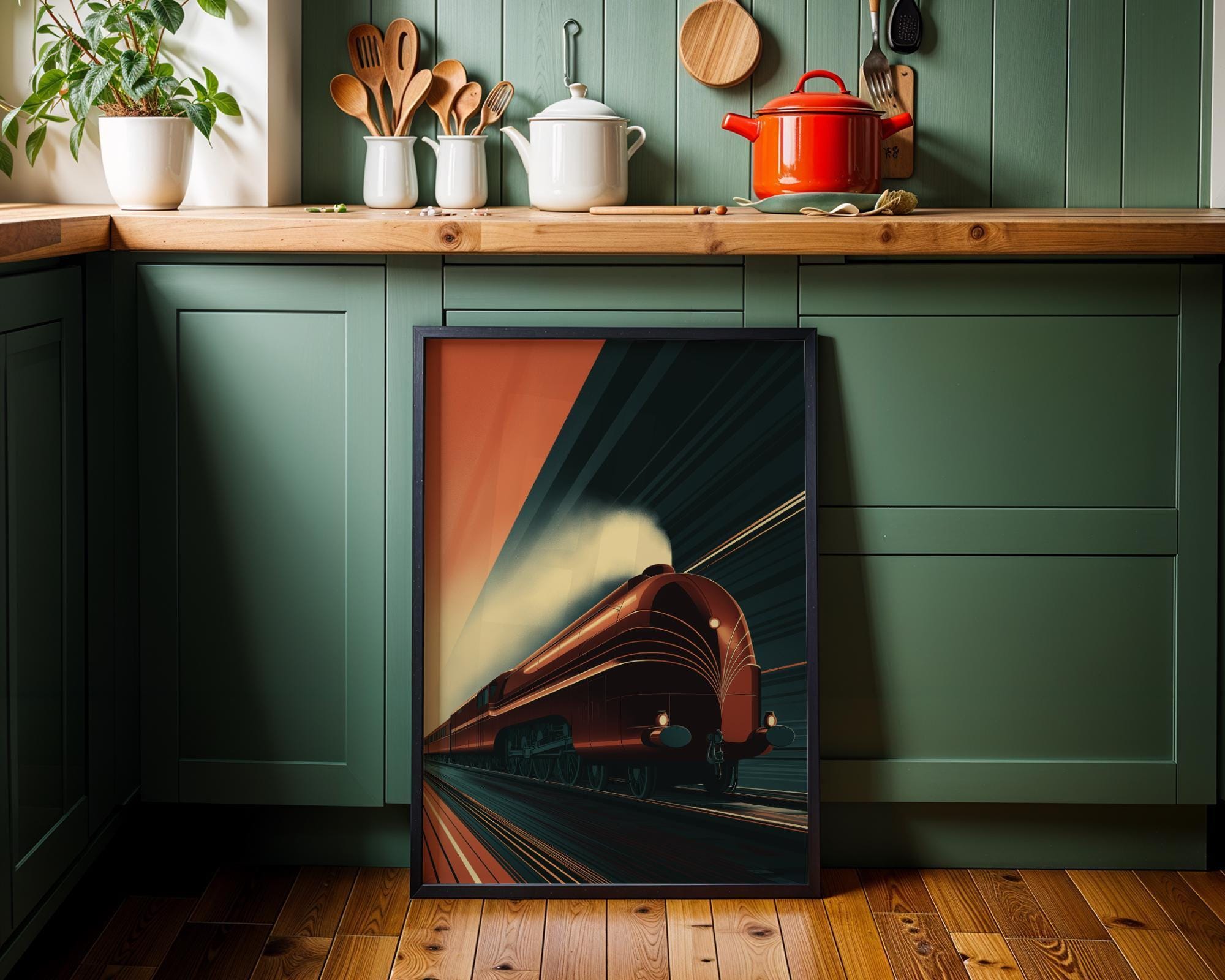 Vintage Locomotive Streamline Railway Art Deco Train Wall Art by The Wall Art Studio