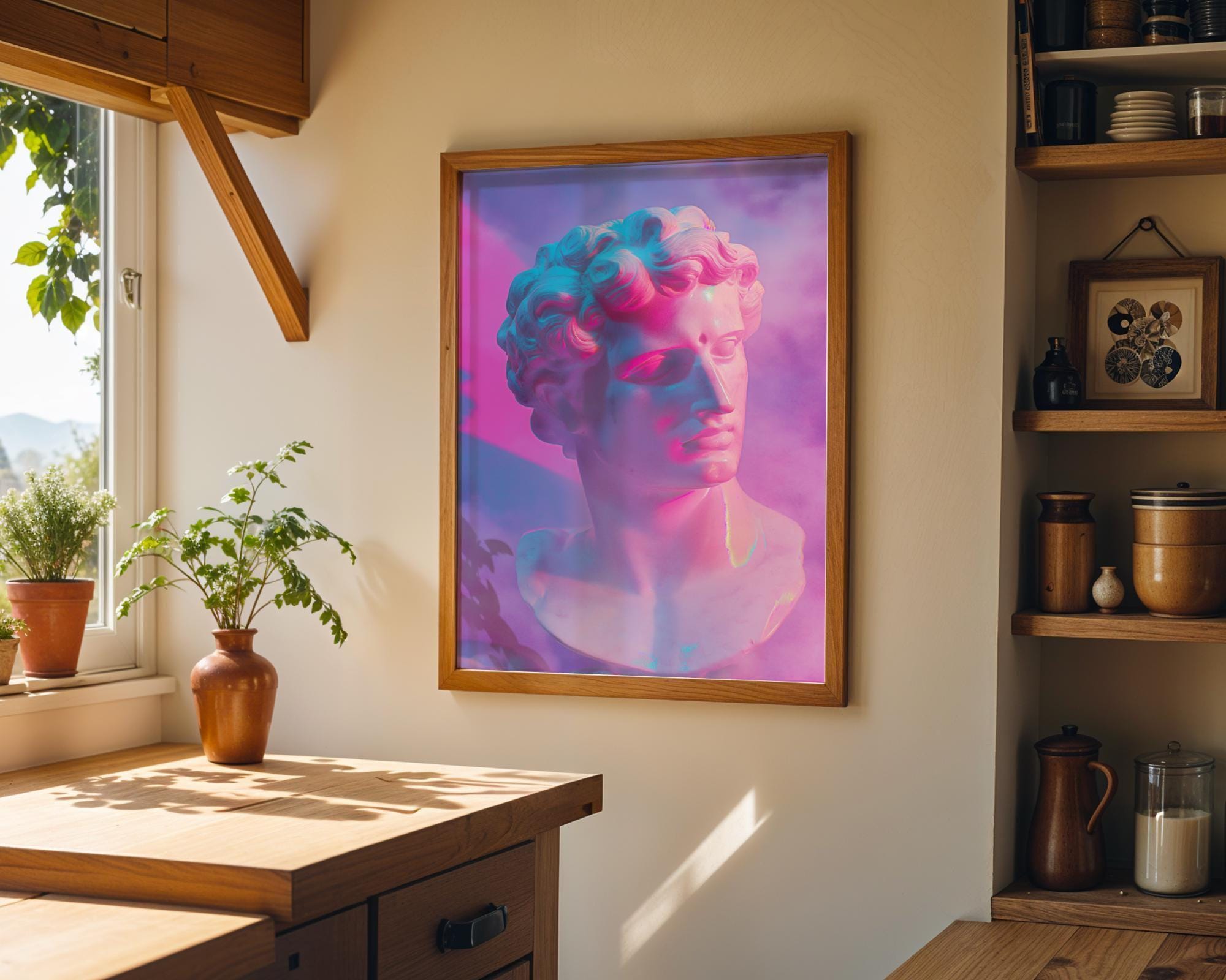 Vaporwave Statue Classical Bust Retro Futuristic Wall Art by The Wall Art Studio