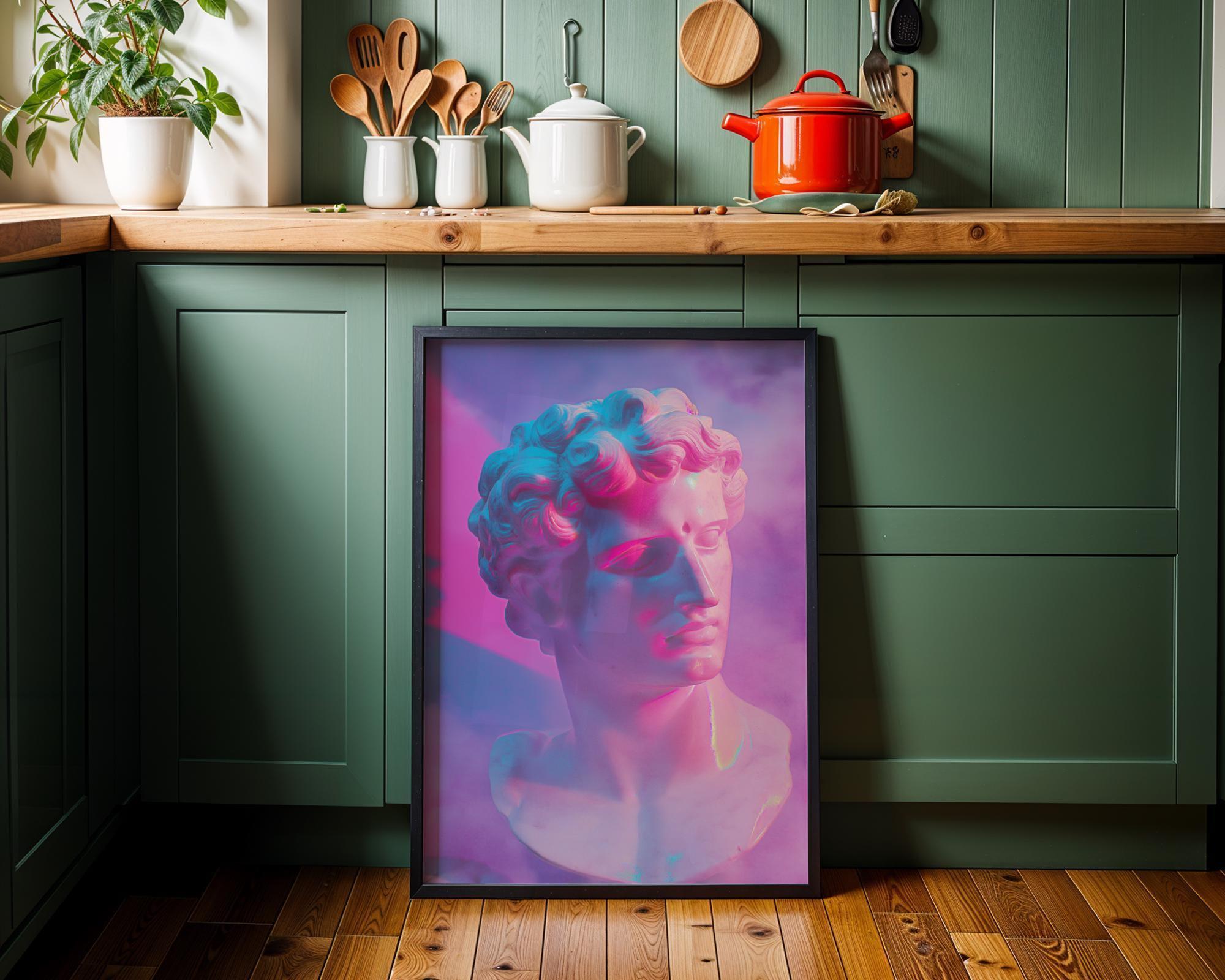Vaporwave Statue Classical Bust Retro Futuristic Wall Art by The Wall Art Studio