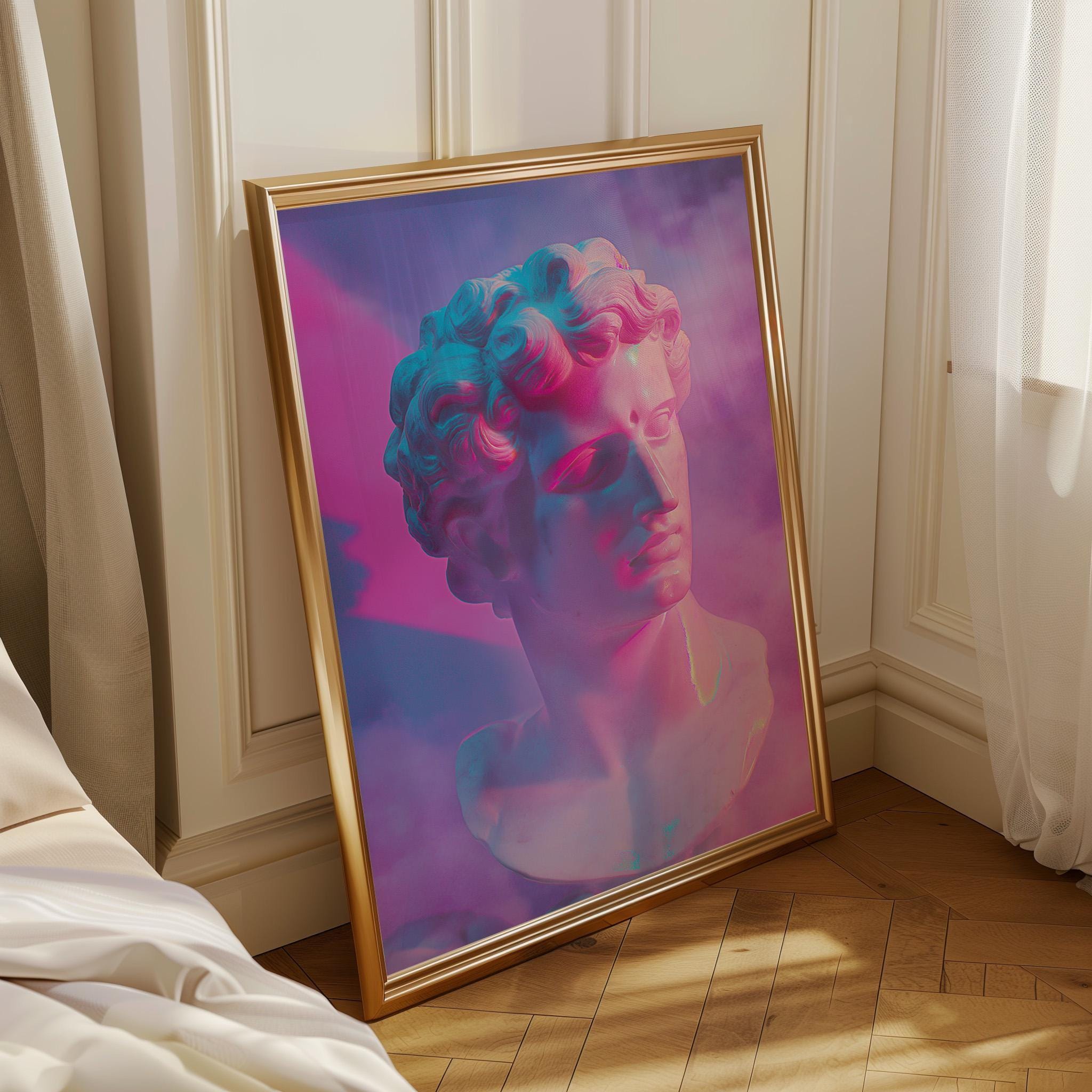 Vaporwave Statue Classical Bust Retro Futuristic Wall Art by The Wall Art Studio