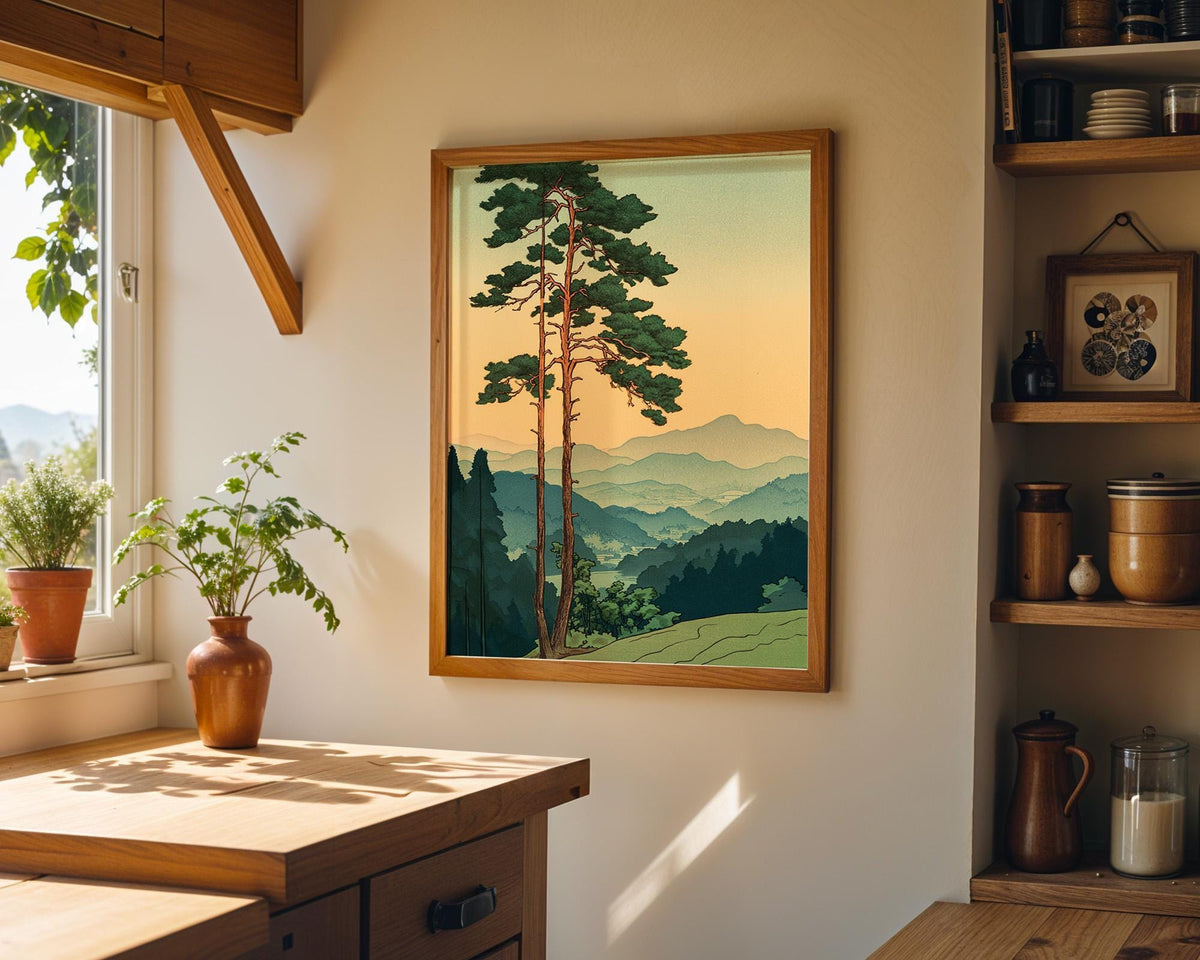 Japanese Mountain Pine Vintage Landscape Wall Art by The Wall Art Studio