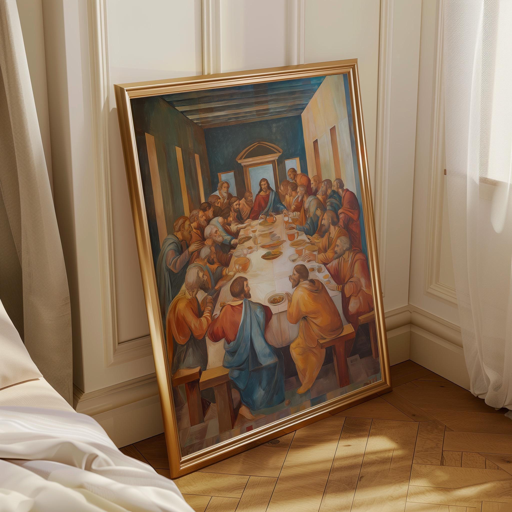 Last Supper Christian Jesus and Disciples Biblical Wall Art by The Wall Art Studio