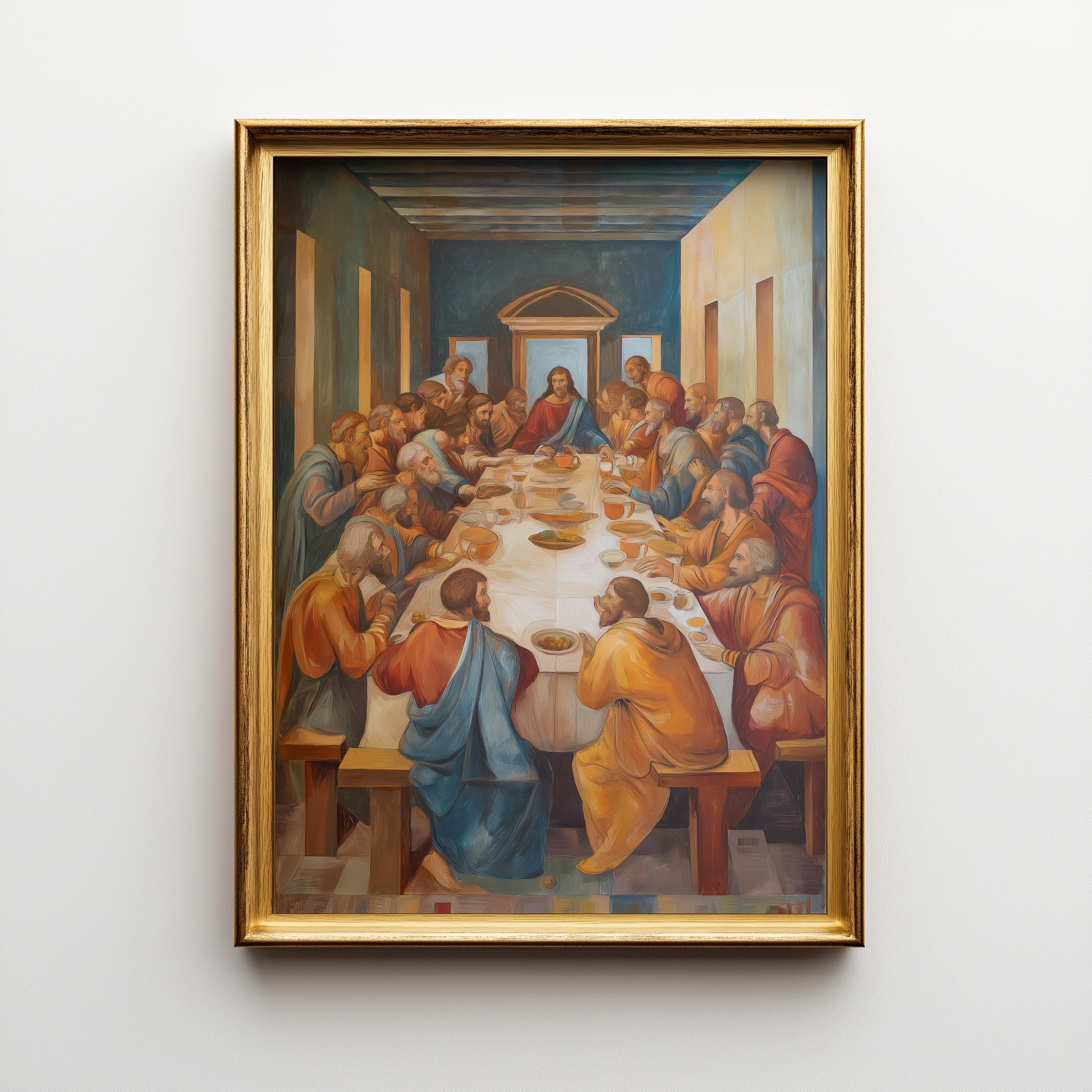 Last Supper Christian Jesus and Disciples Biblical Wall Art by The Wall Art Studio