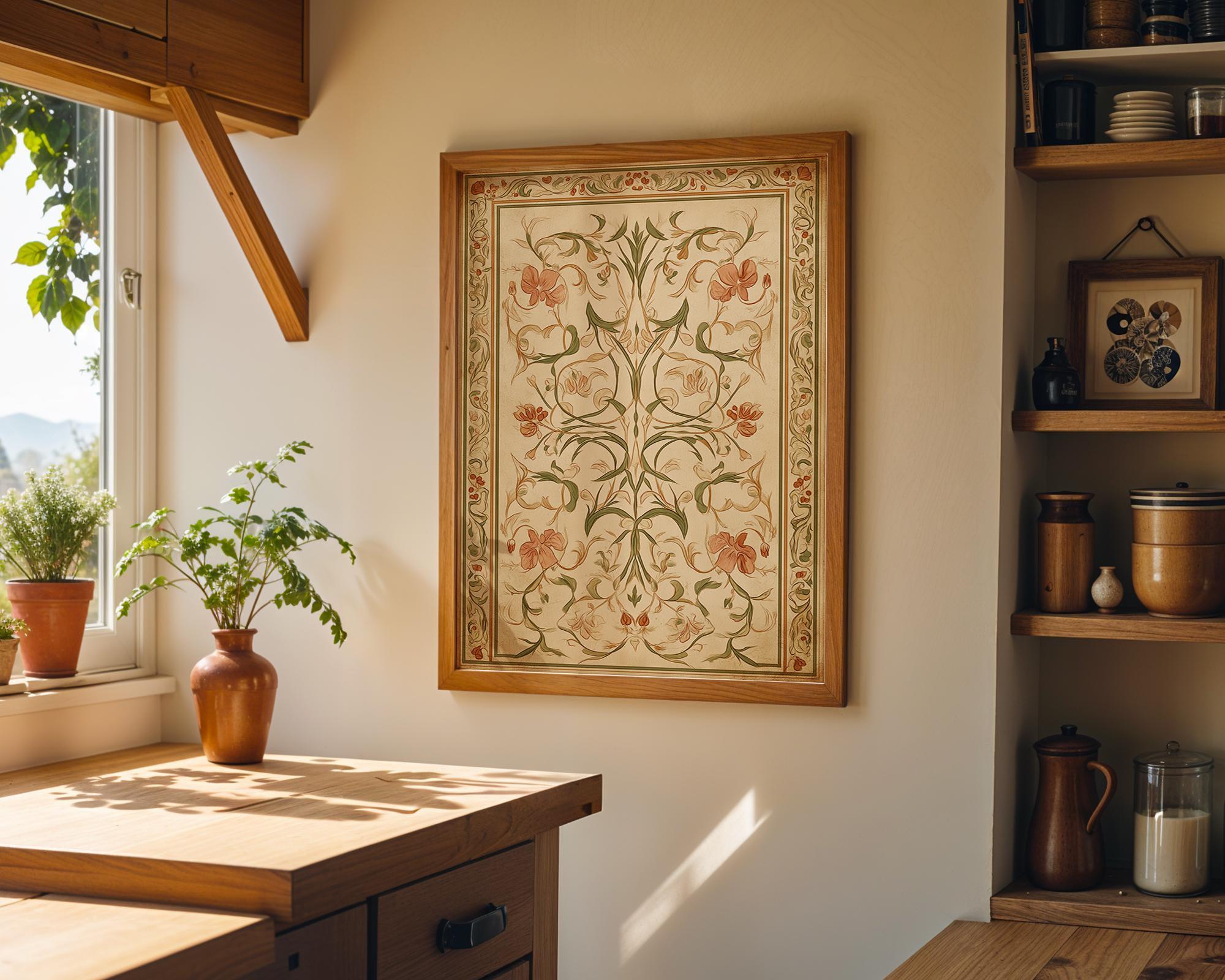Art Nouveau Thistle Botanical William Morris Style Floral Vintage Wall Art
